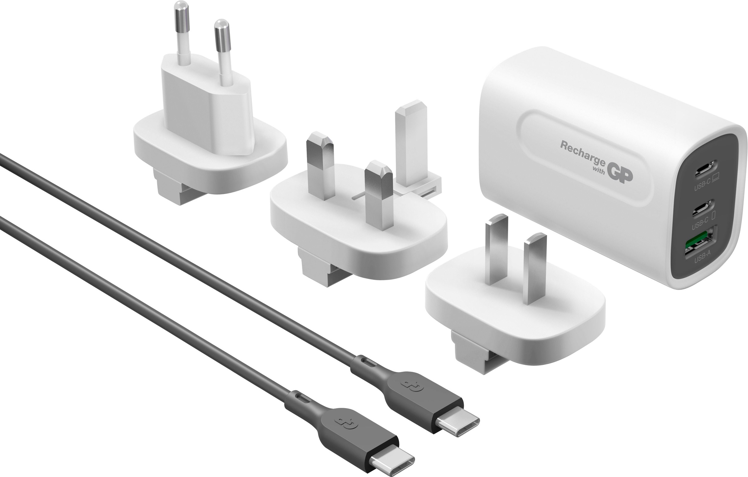 GP Batteries USB-Ladegerät »65W 3 Port GaN USB-C Schnellladeadapter«, Reiseadapter