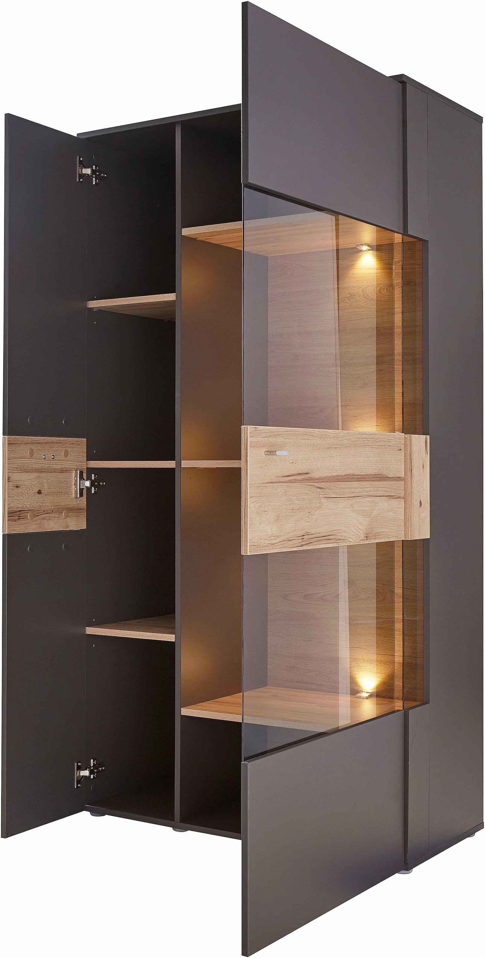 FORTE Vitrine »Como«, Highboard, LED Beleuchtung Einlegeböden, Glastüre, Soft Close
