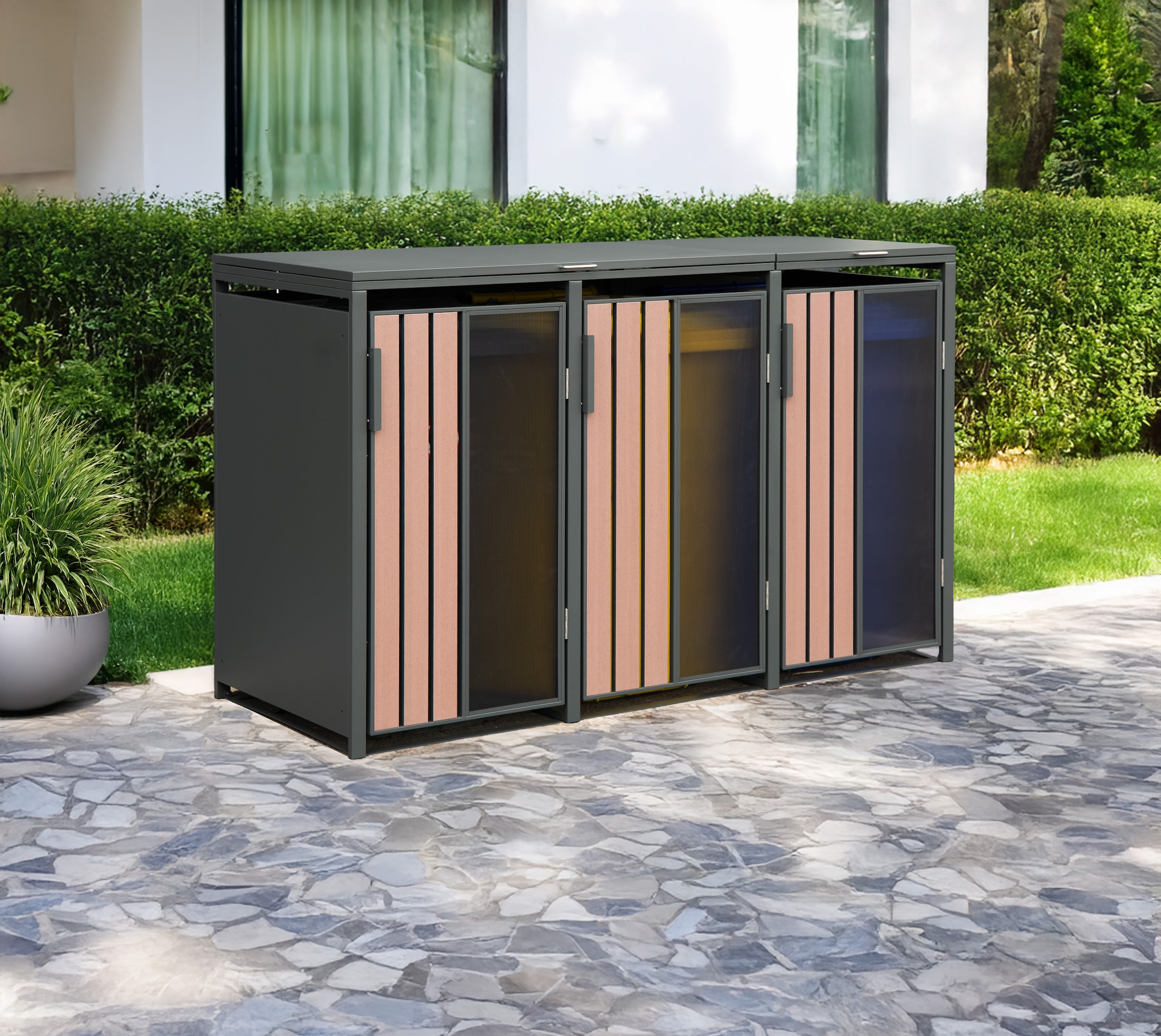 WESTMANN Mülltonnenbox »Status 3« BxTxH: 198x80x116 cm, für 3x240 L Mülltonnen