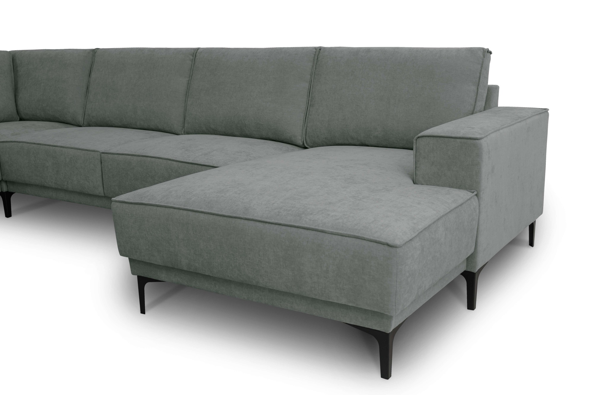 Places of Style Wohnlandschaft »XXL Sofa Oland, Struktur, Flachgewebe, Luxus-Microfaser, Boucle«, U-Form, 342 cm, Wellenunterfederung, Skandi-Design, Metallfüße
