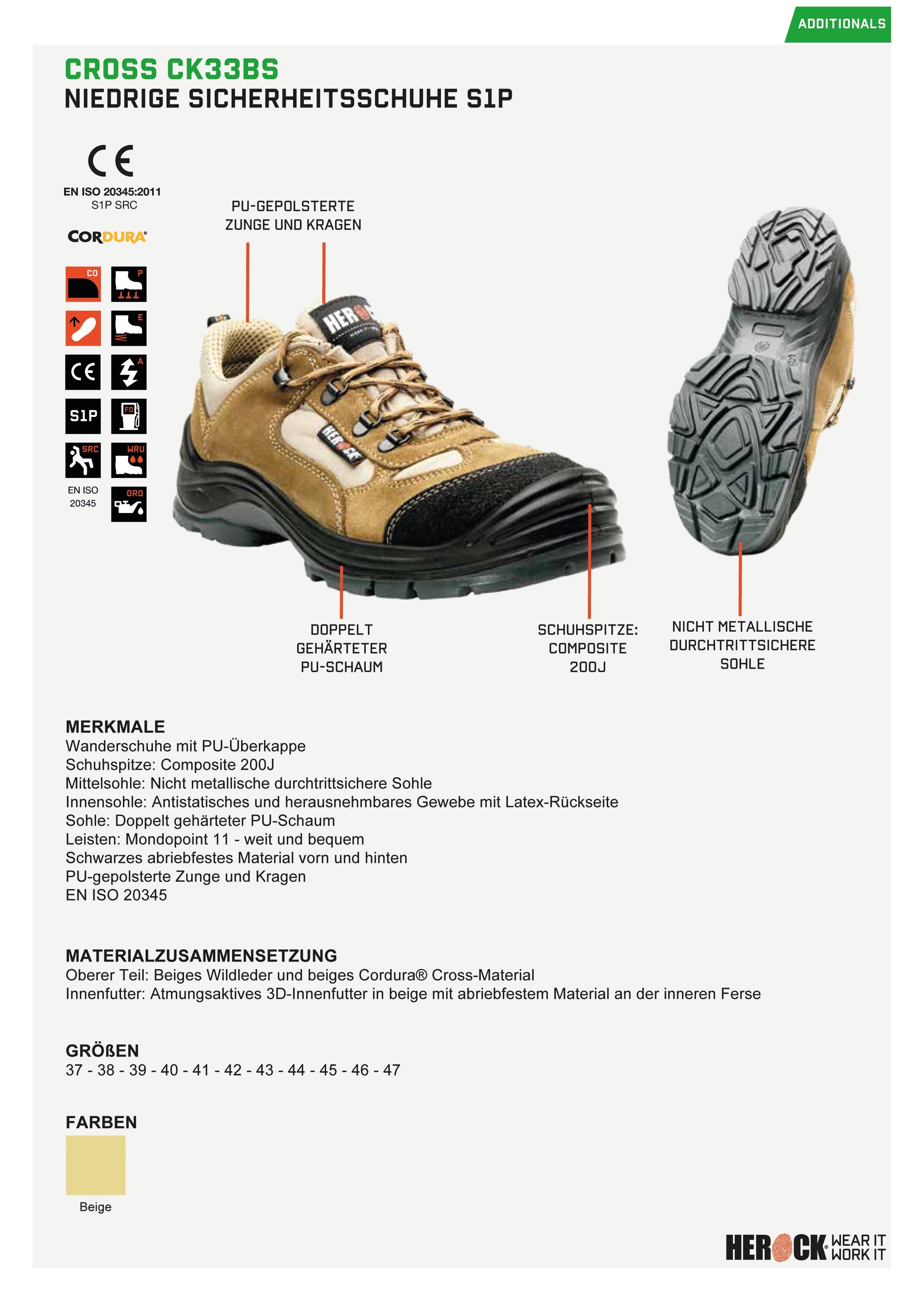 Herock Sicherheitsschuh »Cross Low Compo S1P Schuhe«, Bequeme Wanderschuhe, echtes  Leder, rutschhemmend und durchtrittsicher bestellen | BAUR