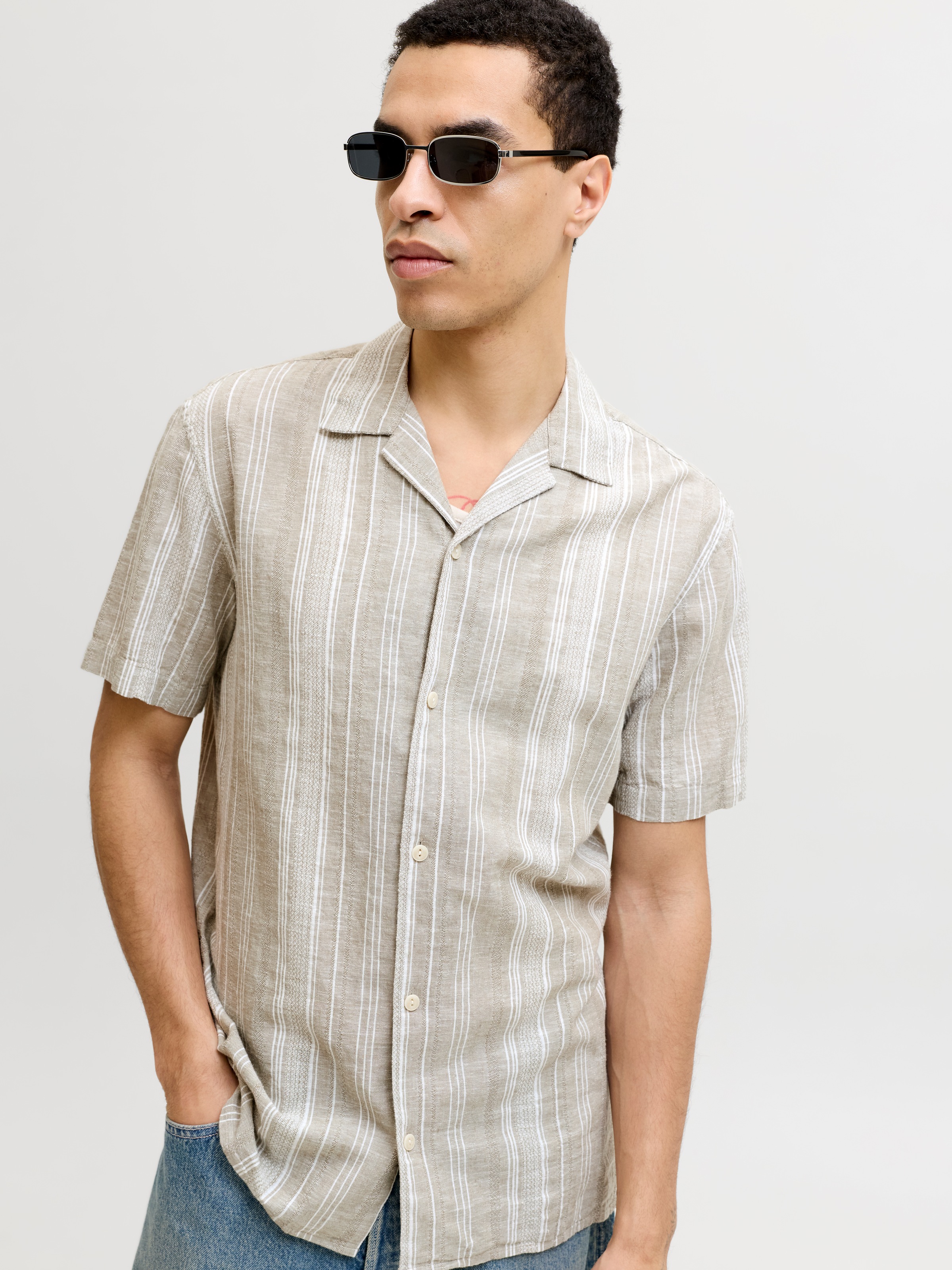 Jack & Jones Kurzarmhemd "JPRBLUSUMMER LIN. BLEN DOBBY SS SHIRT SN" günstig online kaufen