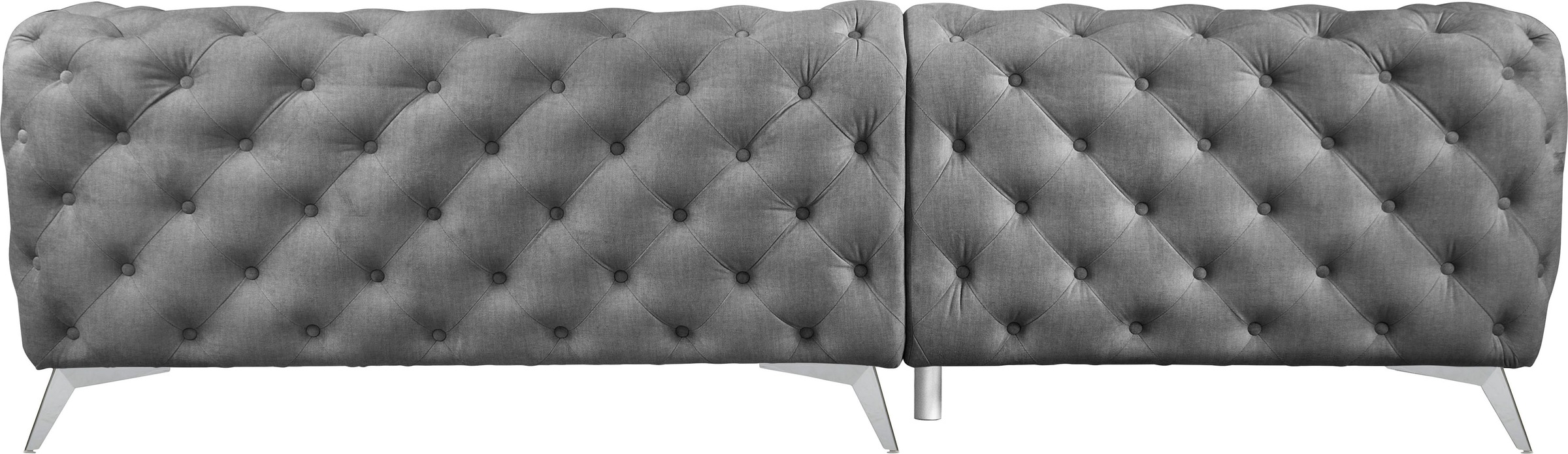 Leonique Chesterfield-Sofa »Ecksofa GLYNIS L-Form mit Wellenunterfederung, Maße B/T/H 264/204/75cm«, aufwändige Knopfheftung, moderne Chesterfield Optik, Fußfarbe wählbar