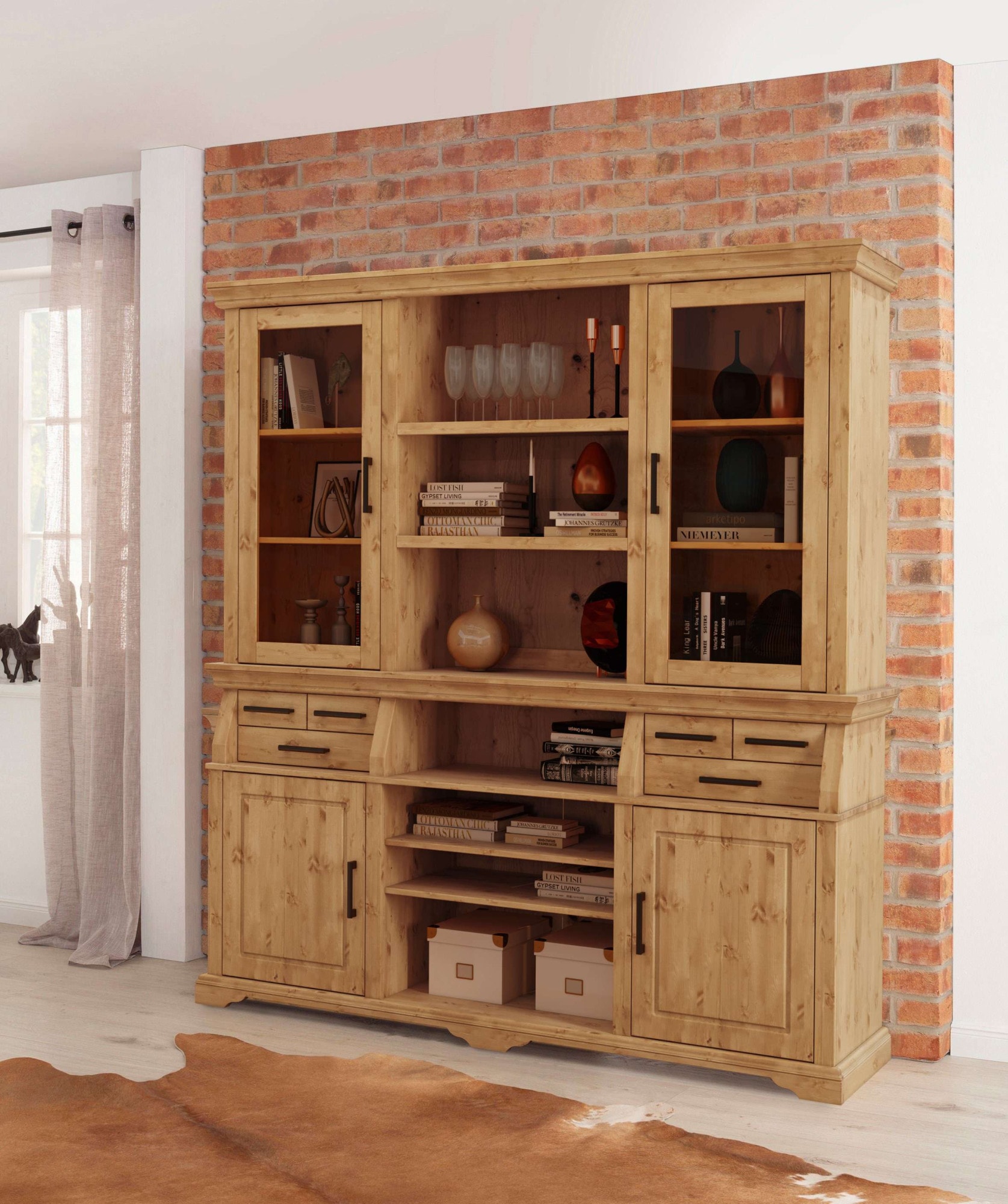 Home affaire Buffet »Anabel«, zertifiziertes Massivholz, Breite 186 cm, im Landhausstil