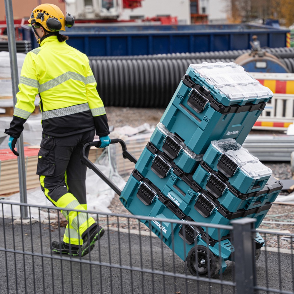 Makita Werkzeugtrolley »MAKTRAK  L »P-91001« max. 113 kg, 81,9 L, 23 cm Ø Räder, Gecko-Grip« Effizientes Be- und Entladen mit dem MAKTRAK Koffer Sortiment