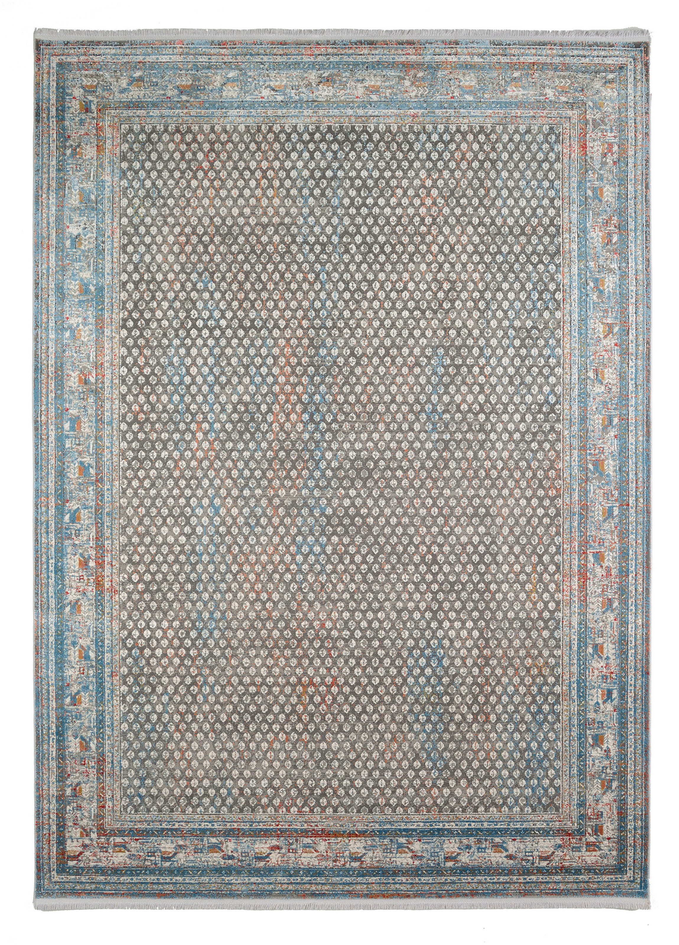 Teppich OCI DIE TEPPICHMARKE "BESTSELLER MIRI", bunt (grau, multi), B:120cm H:8mm L:180cm, Polyacryl, Viskose, Teppiche, Teppich, Glanz Viskose, mit Fransen, Hoch Tief Struktur, Vintage, Wohnzimmer 2