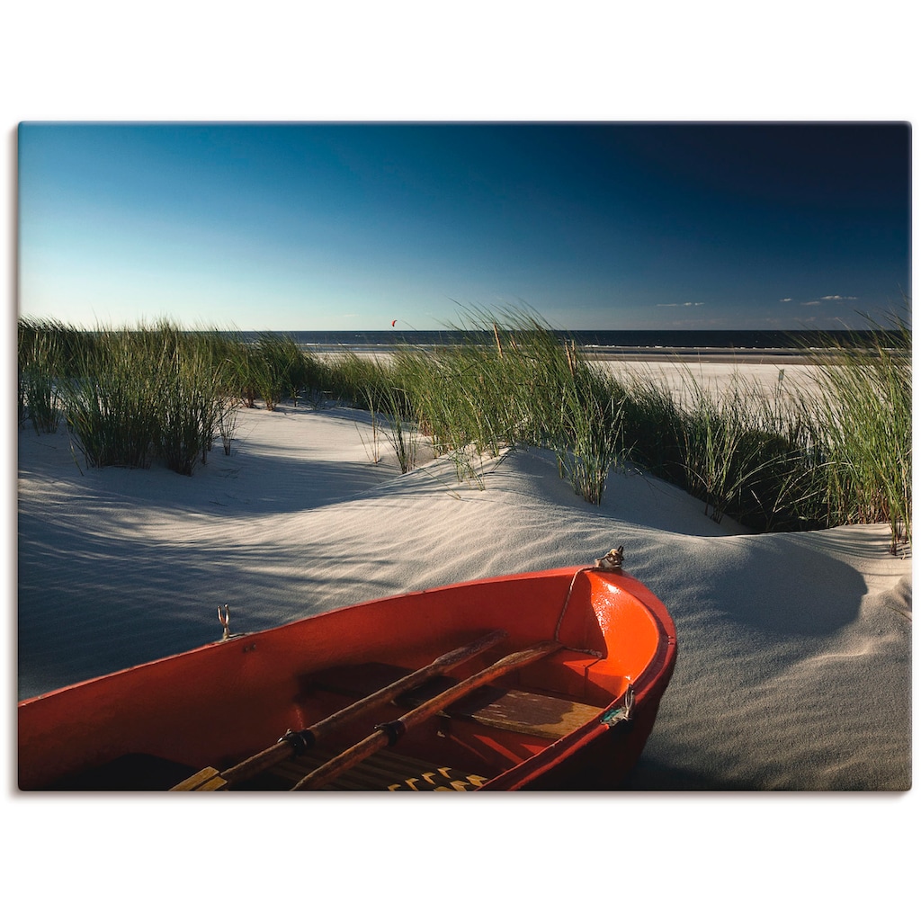 Artland Leinwandbild »Rotes Boot am Strand...«, Boote & Schiffe, (1 St.)