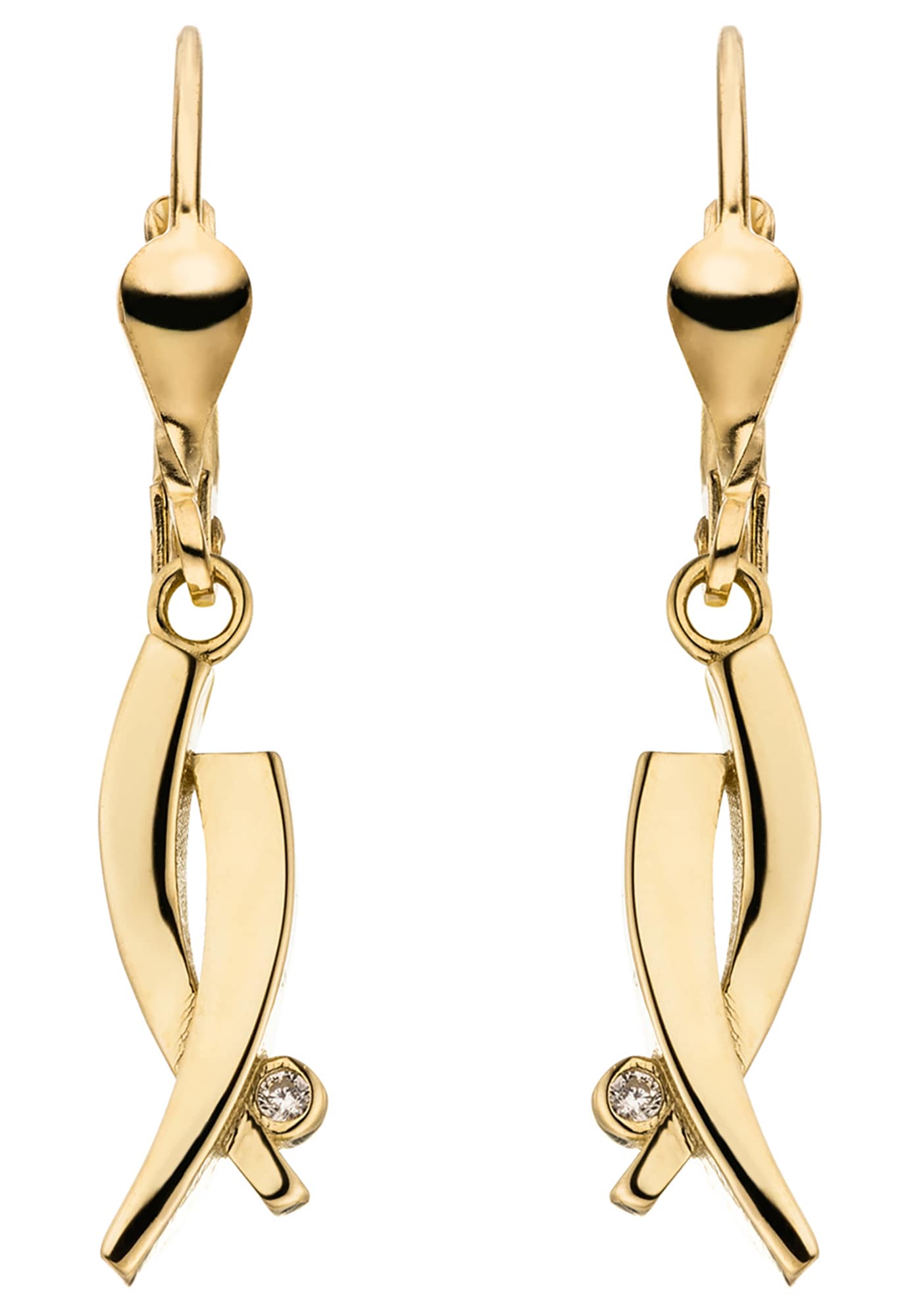 JOBO Paar Ohrhänger »Ohrringe hängend 30 mm« 8 Karat 333 Gold mit 2 Zirkonia