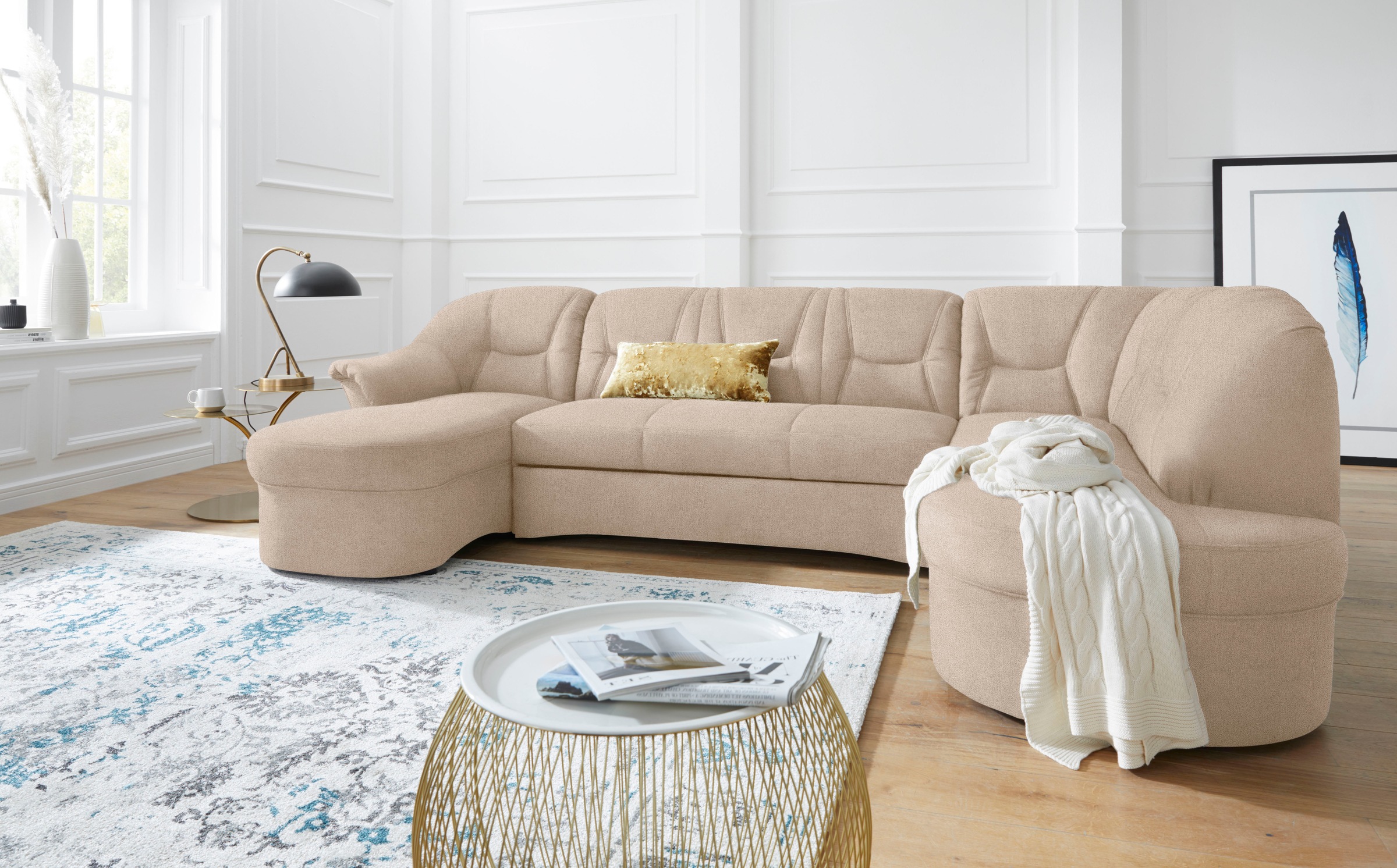 DOMO collection "SARAFINA 295x83x180 cm, auch mit Federkern für mehr Sitzkomfort" whlw. mit Bettfunktion, elegantes Design, U-Form