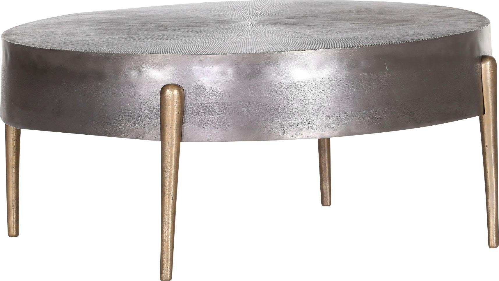 Gutmann Factory Couchtisch "Coffee, Couchtisch, rund Ø 95 cm" Extravaganter Wohnzimmertisch aus Aluminium
