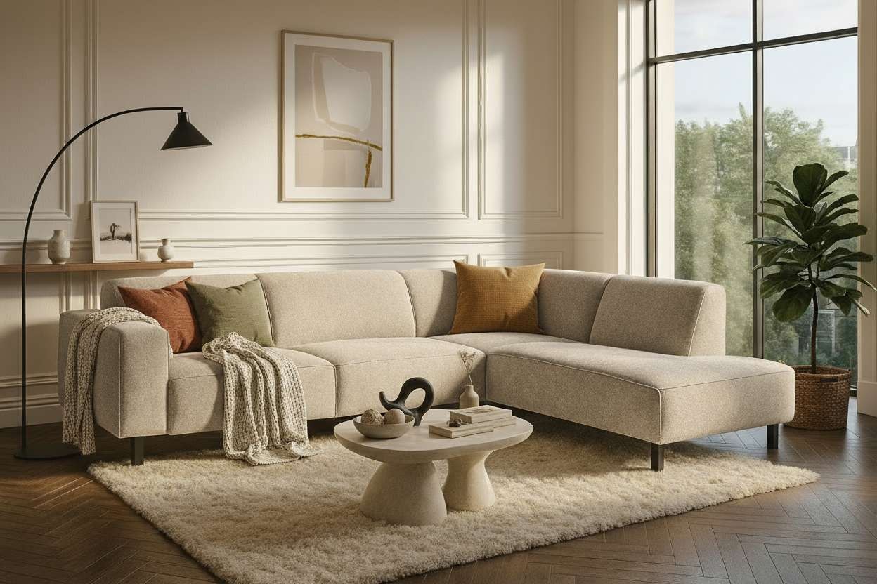 Home affaire Ecksofa "LORCAN mit Holzfuß, Breite 275 cm, weiches Sitzgefühl günstig online kaufen