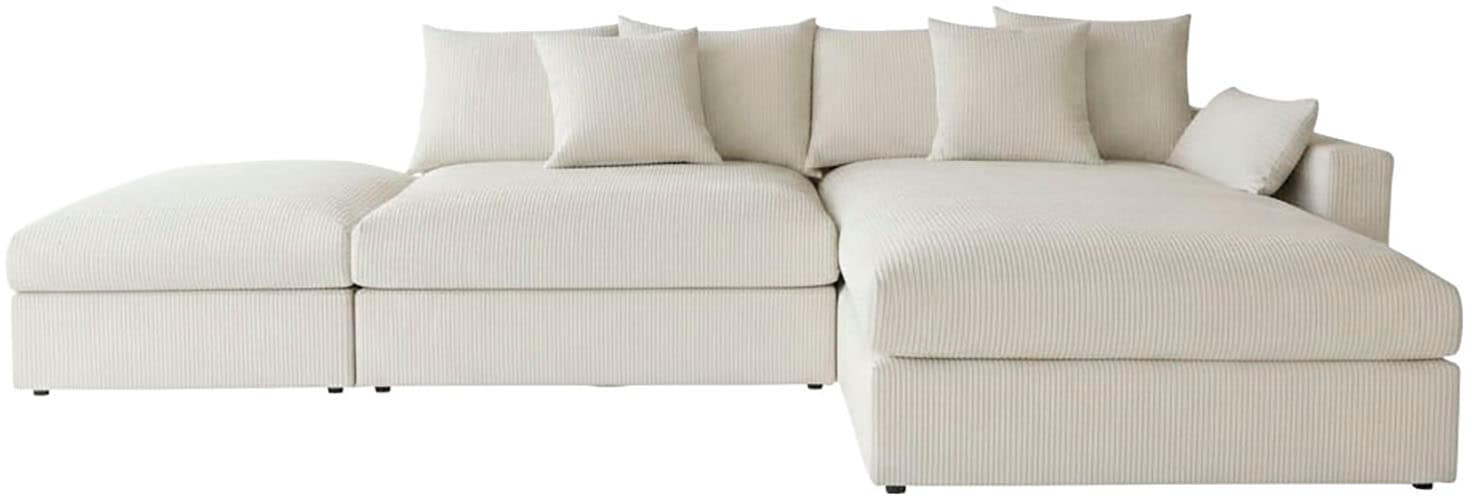 OTTO home Ecksofa »Cosy Lounge L-Form, Breite 333 cm« Mega-Sofa mit Cordstoff bezogen, mit Federkern & 4 Zierkissen
