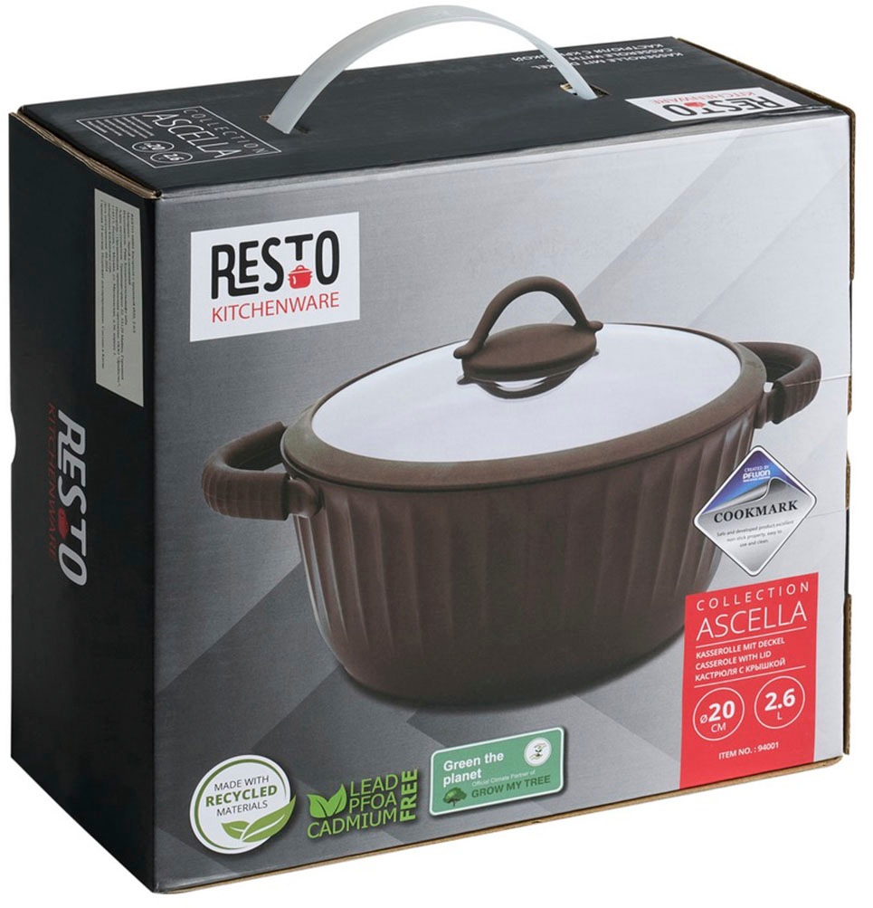 RESTO Kitchenware Bratentopf »Ascella, Schmortopf antihaftbeschichtet und spülmaschinenfest«, Aluminiumguss, (2 tlg.), Geeignet für alle Herdarten, auch Induktion, im Geschenkkarton