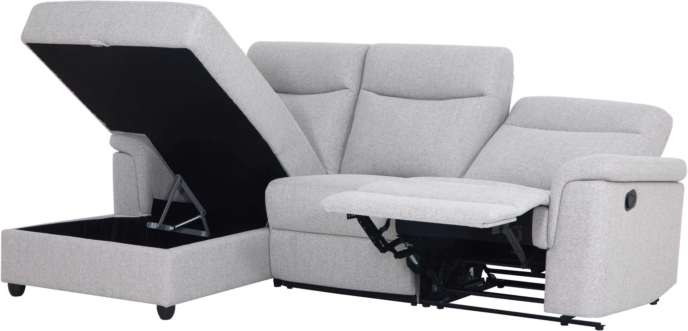 Home affaire Ecksofa »BRIONNE, L-Form, 255cm, manuelle u. elektrische Funktion (USB A/C),«, Liegefunktion, Stauraum, Federkernpolsterung, Webstoff