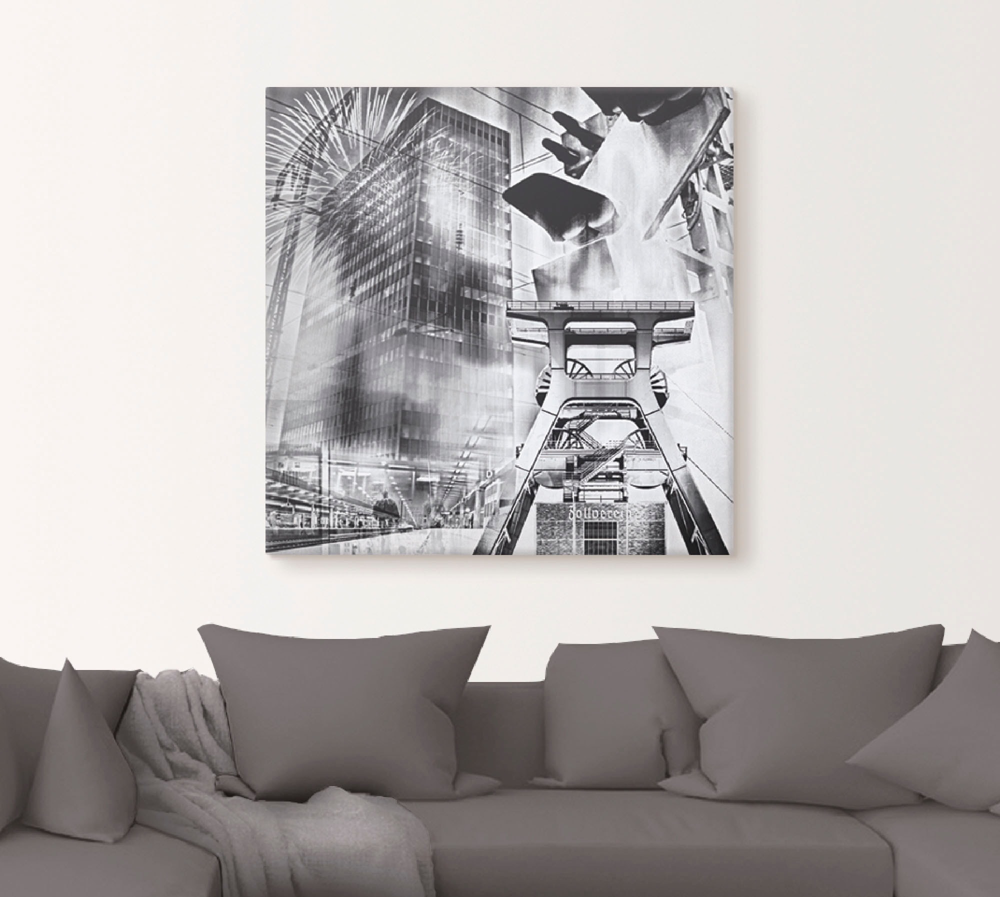 Artland Wandbild »Essen Skyline Abstrakte Collage«, Architektonische Elemente, (1 St.), als Leinwandbild, Poster, Wandaufkleber in verschied. Größen