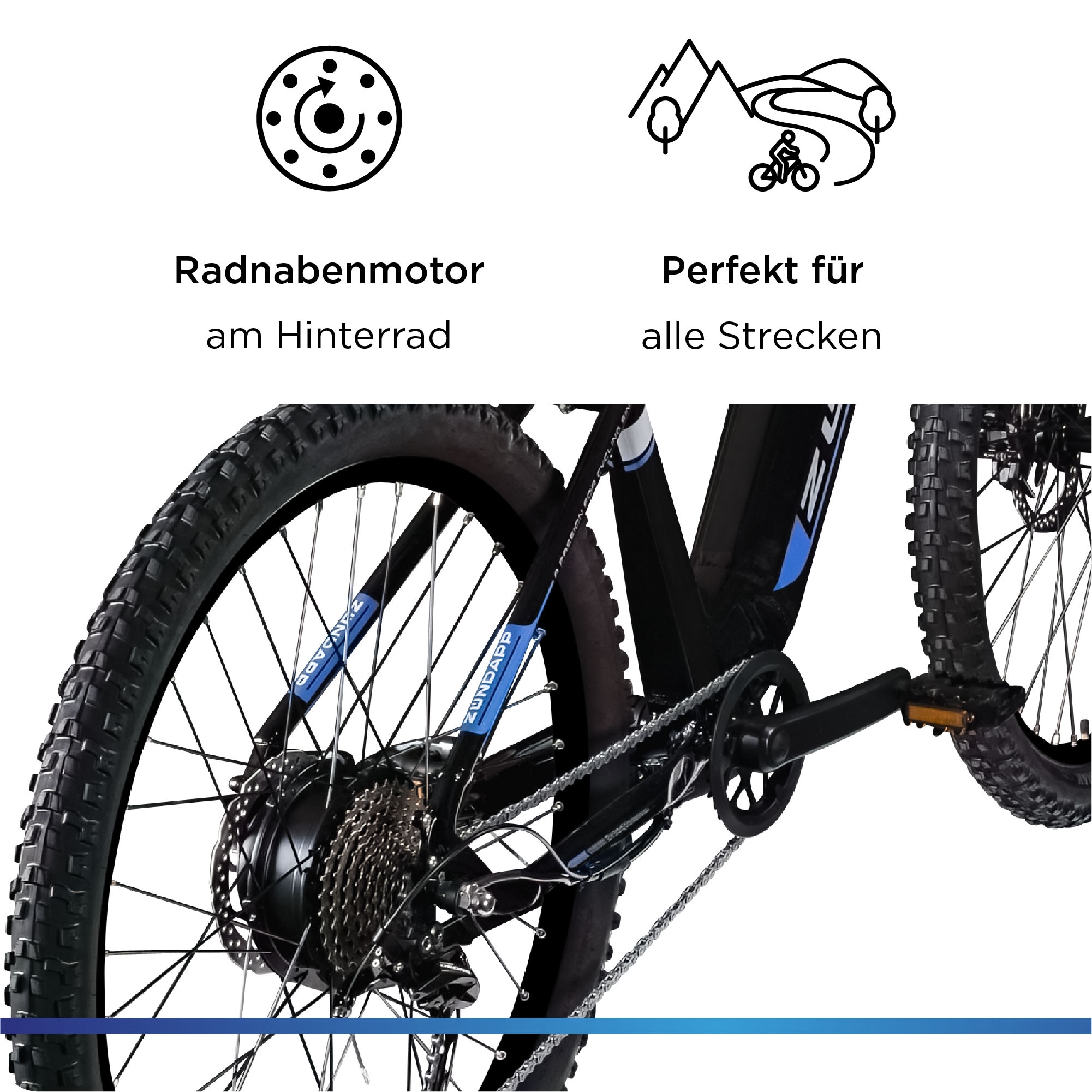 Zündapp E-Bike »Z898«, 10 Gang, Heckmotor 250 W, Pedelec, Elektrofahrrad für Damen u. Herren, MTB