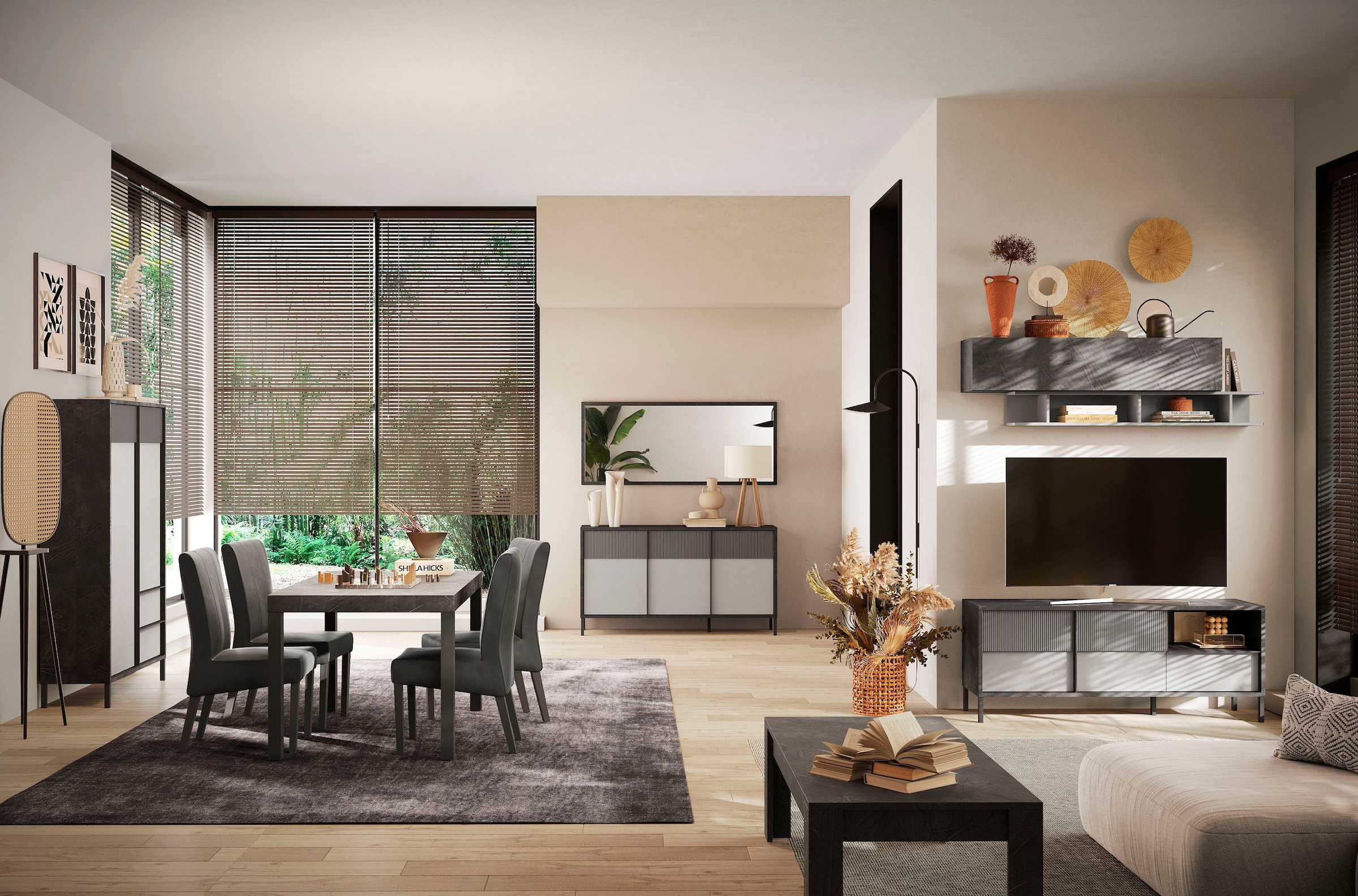INOSIGN Highboard »Everest Höhe 177 cm, Kommode mit 2 Türen u. 2 Schubkästen«, Sideboard, Schrank, Soft/Self Closing, Korpus 22 mm