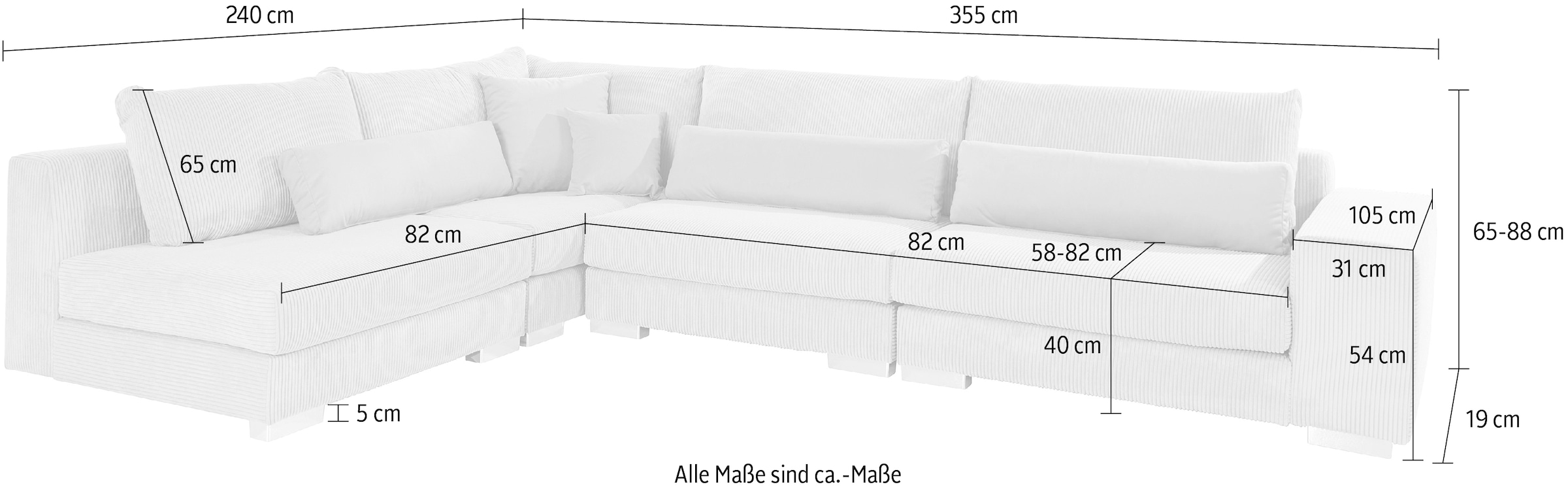 Home affaire Ecksofa »Vasco L-Form«, inkl. 10-teiligen Kissen-Set