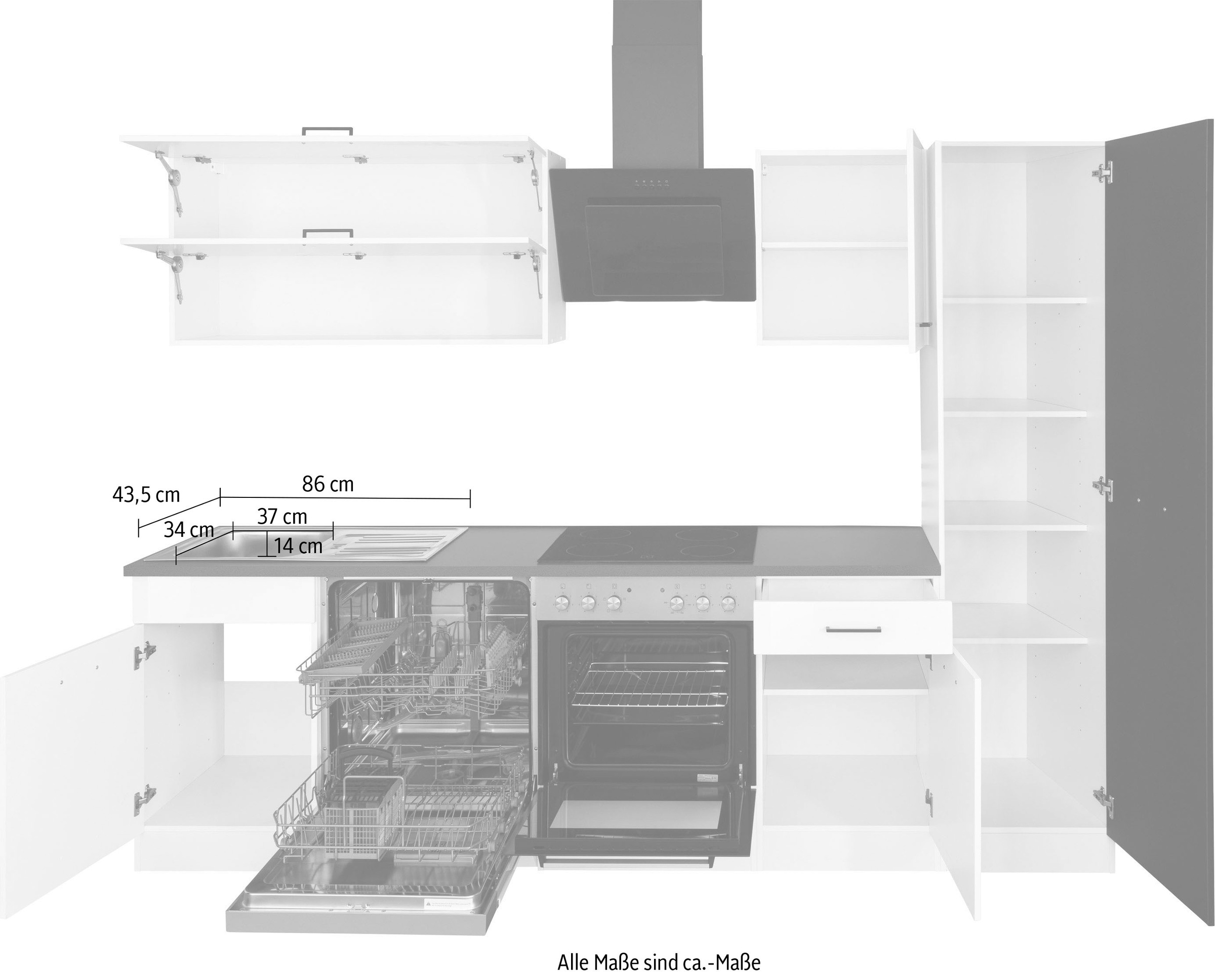KOCHSTATION Küchenzeile »KS-Trier«, ohne E-Geräte, Breite 270 cm