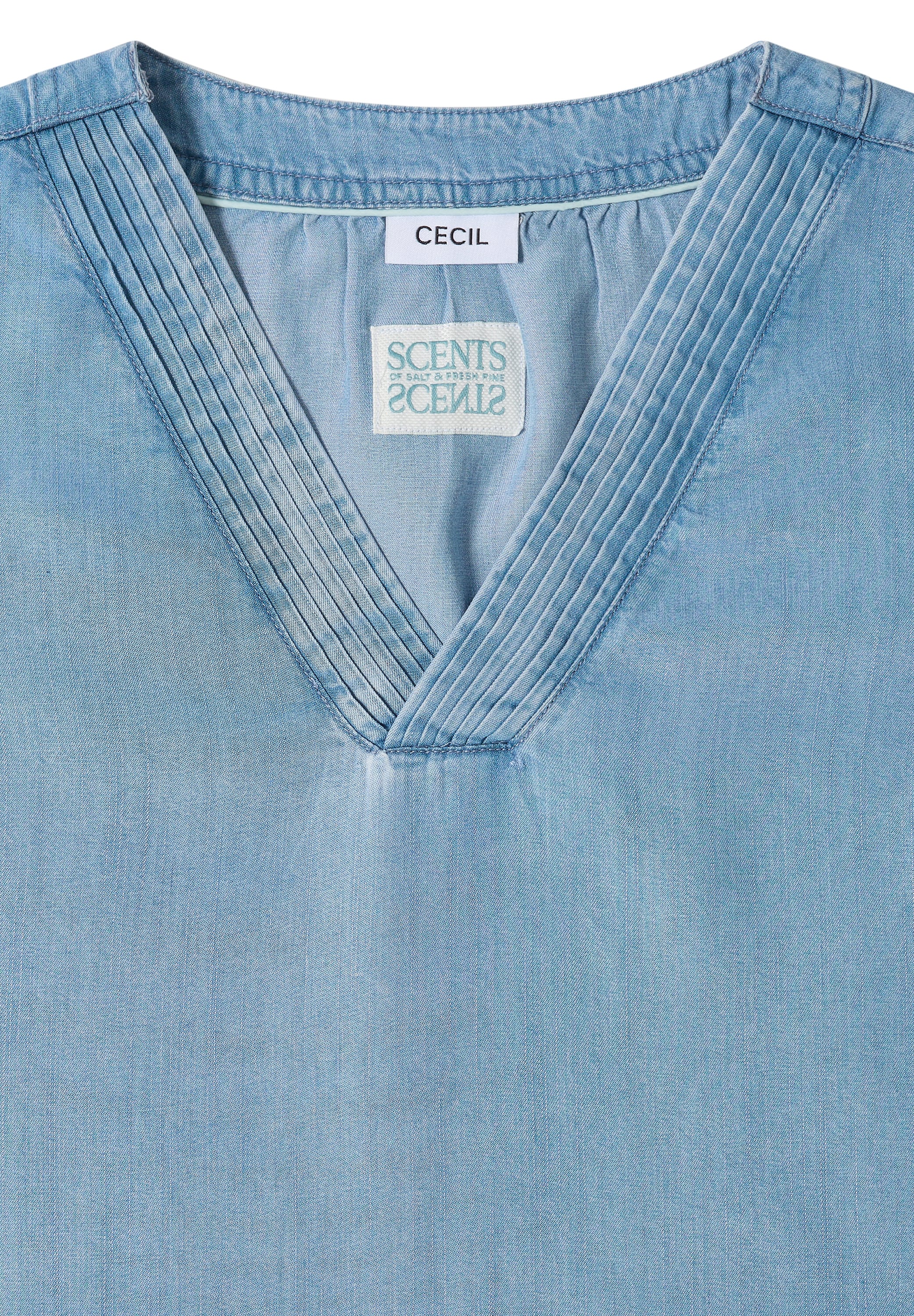 Cecil Blusentop Blusentop - Sommershirt im Denim-Look mit V-Neck