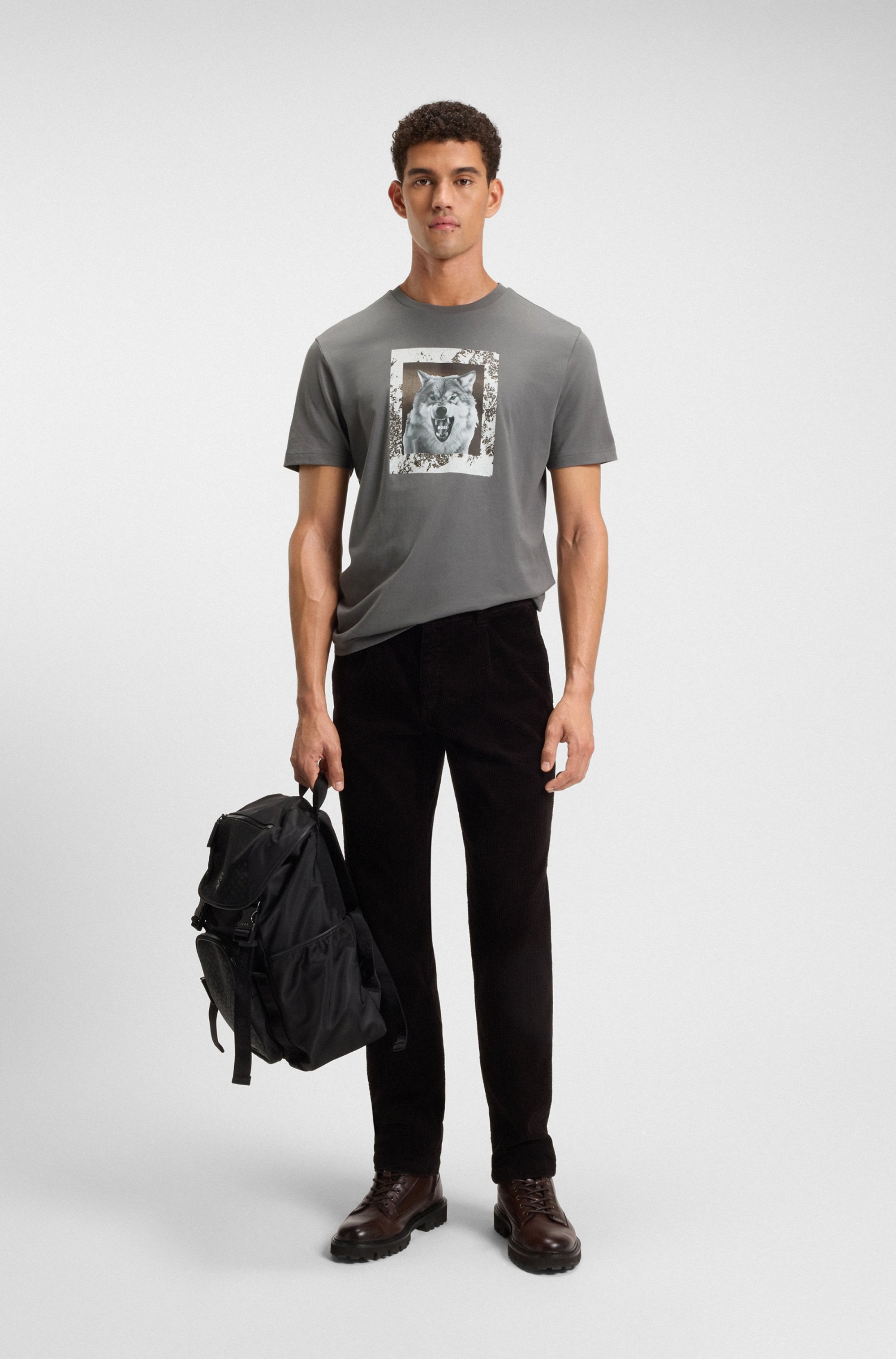 Thumbnail - BOSS ORANGE T-Shirt "Te lupo", runder Ausschnitt, regular fit, Fotodruck