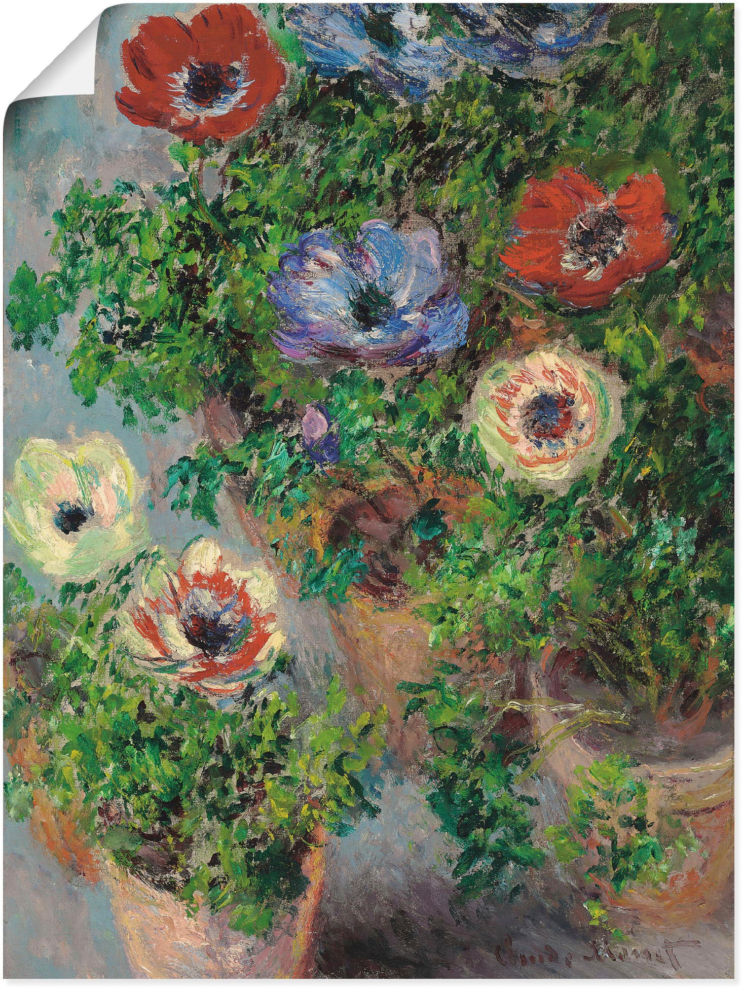 versch. bestellen Artland (1 Größen Poster in oder St.), »Anemonen Wandaufkleber in als Blumen, einer 1885«, Wandbild Leinwandbild, Vase. | BAUR