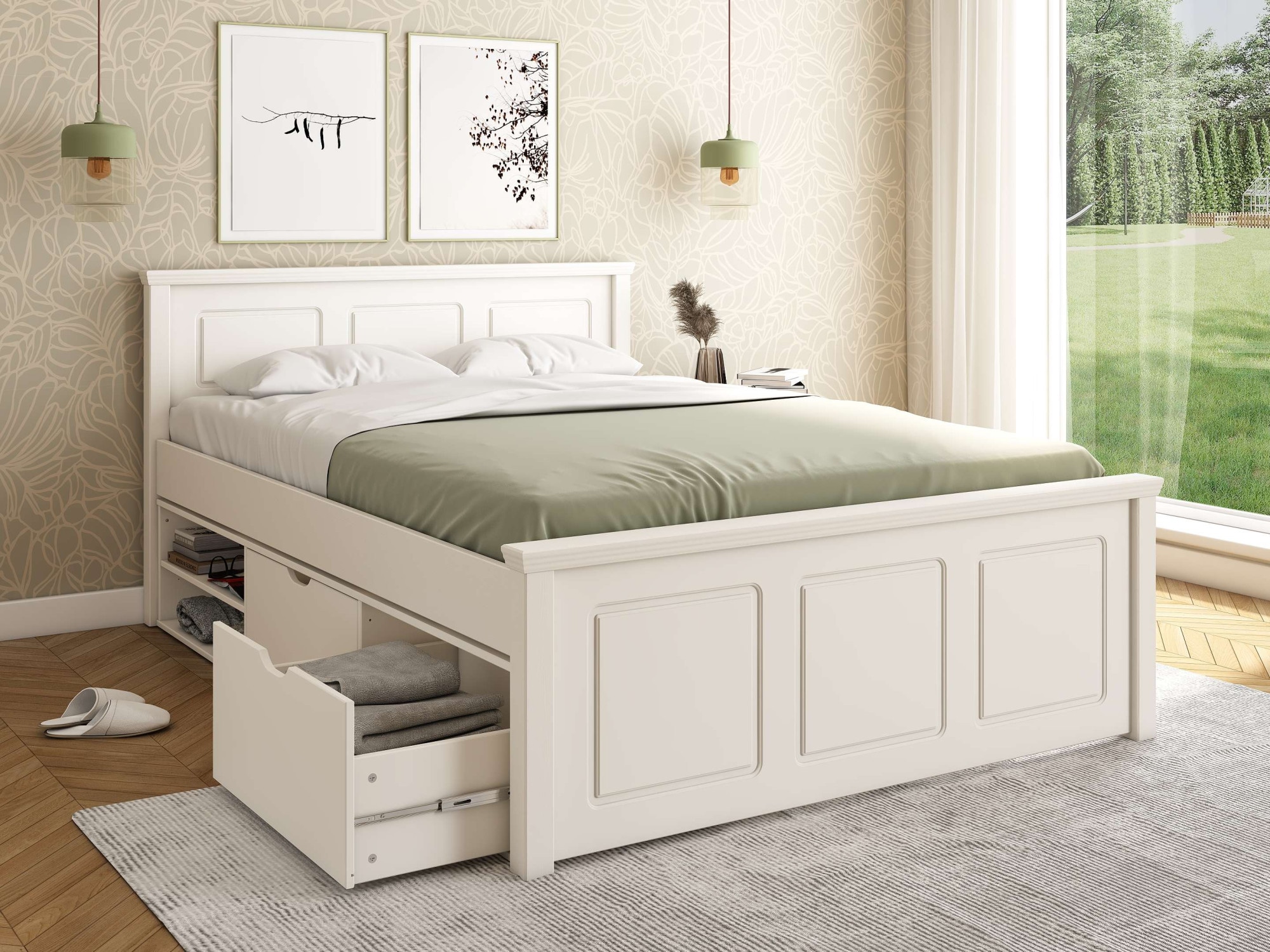 OTTO home Stauraumbett »Svea« B/T/H: 150/211/93 cm,  inklusive Lattenrost, Bettschubkasten, FSC® zertifiziert