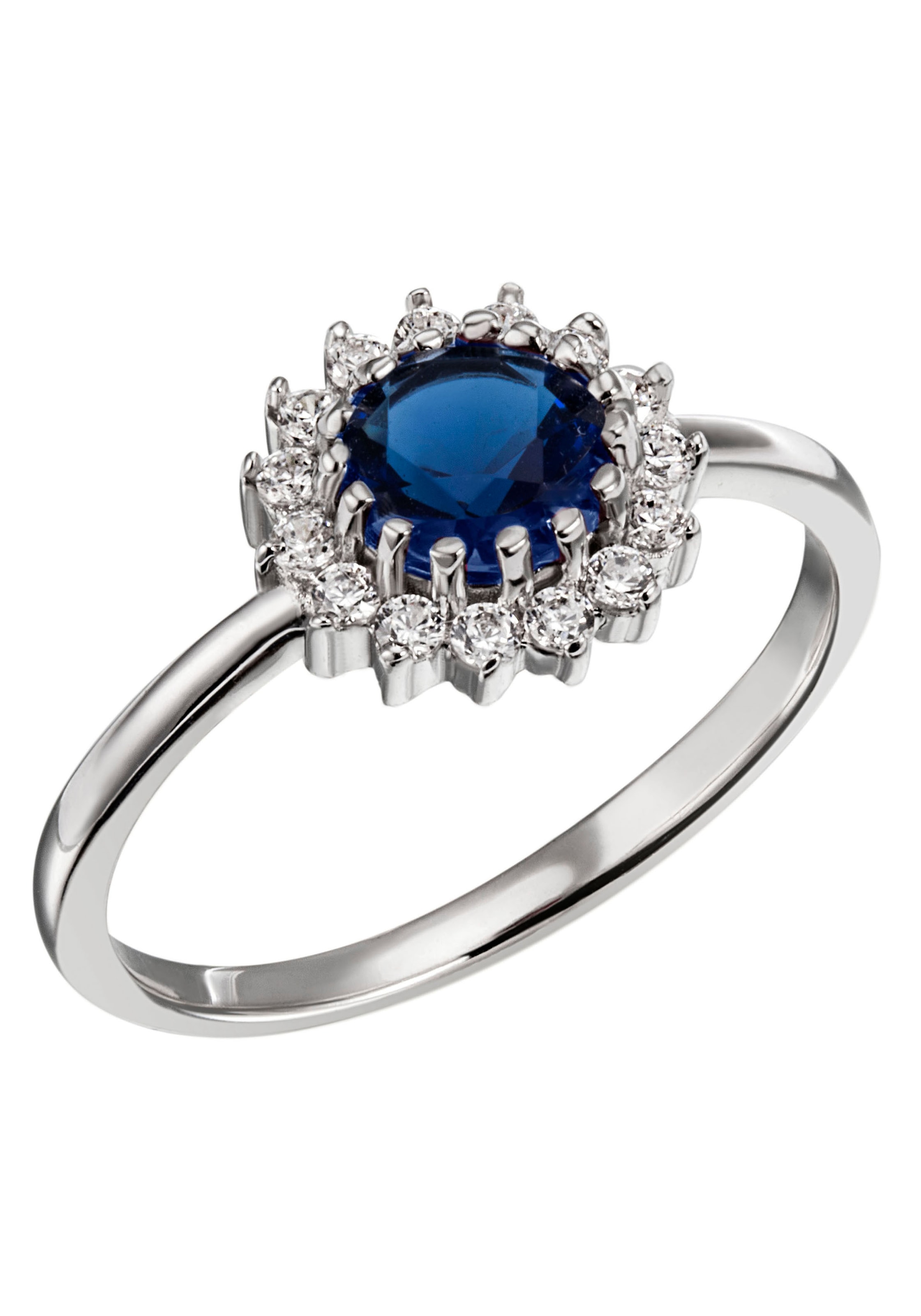 Firetti Fingerring »Schmuck Geschenk Silber 925 Silberring Ring blau royal glitzernd«, mit Glasstein, Zirkonia (synth.)