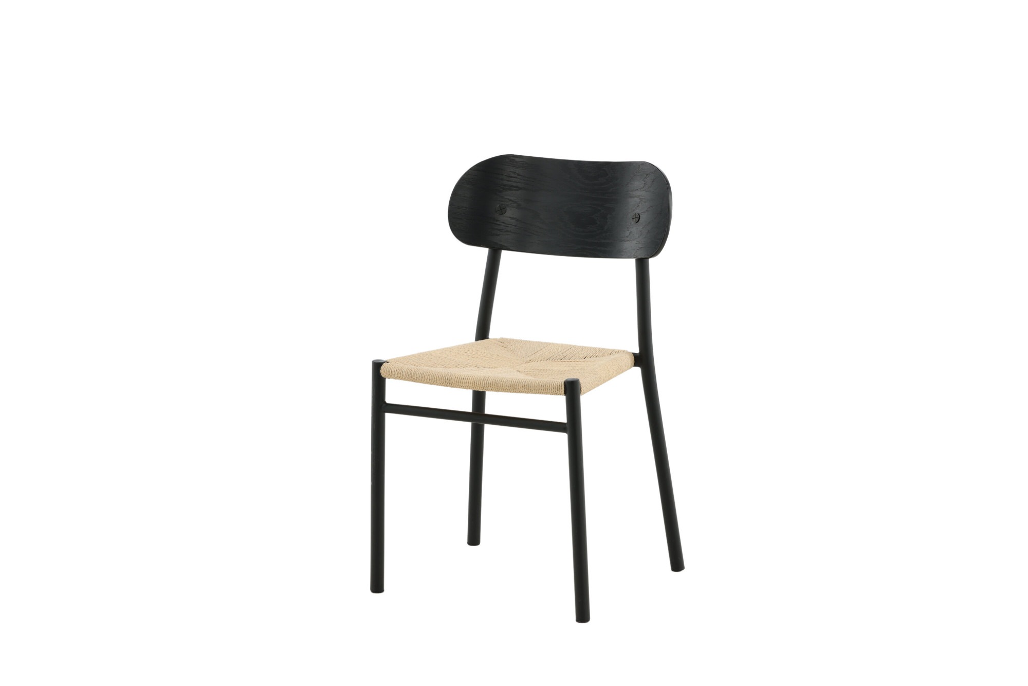 Venture Home Esszimmerstuhl »Polly, 2er-Set Esszimmerstühle in Schwarz mit hellem Sitz, 120 kg« () Polsterstuhl, helle Naturfaser, schwarze Stahlbeine, schlank, modern