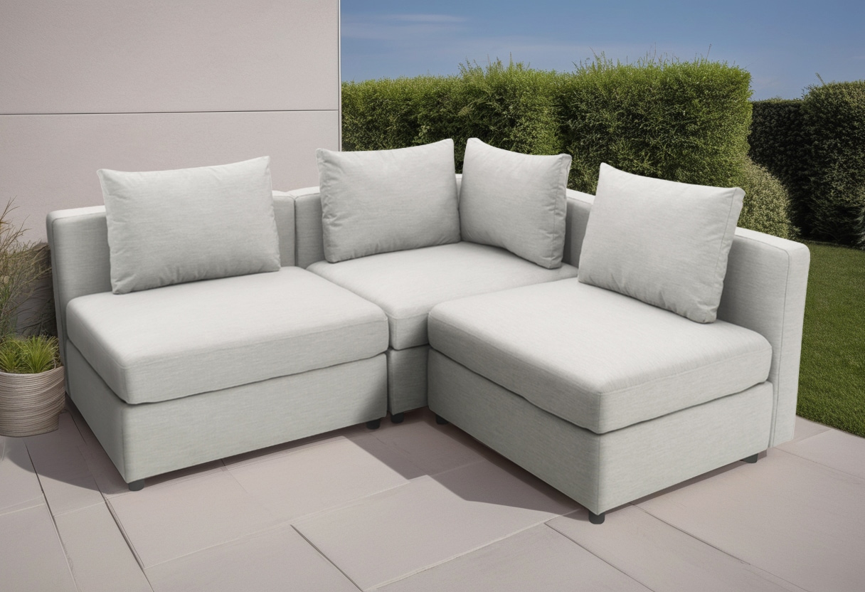 DOMO collection Ecksofa »Solskin, individuell erweiterbar/kombinierbar L-Form«, mit losen Kissen. Rücken- und Seitenteile als Stecksystem.