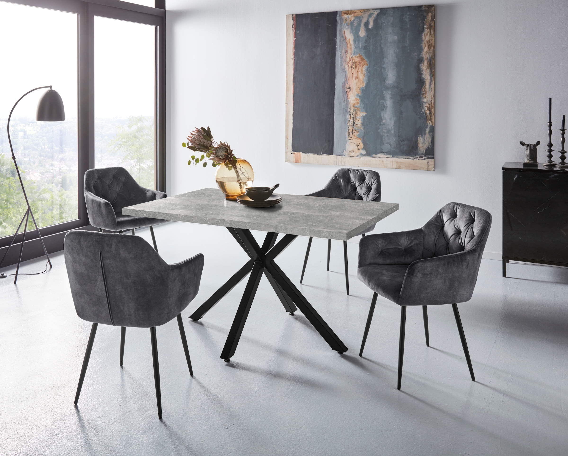 HELA Essgruppe "CLEO Tischgruppe Bestseller", (Set, 5 tlg., 1 Tisch / 4 Stühle), Schalenstühle Tisch Wohnzimmer Esszimme