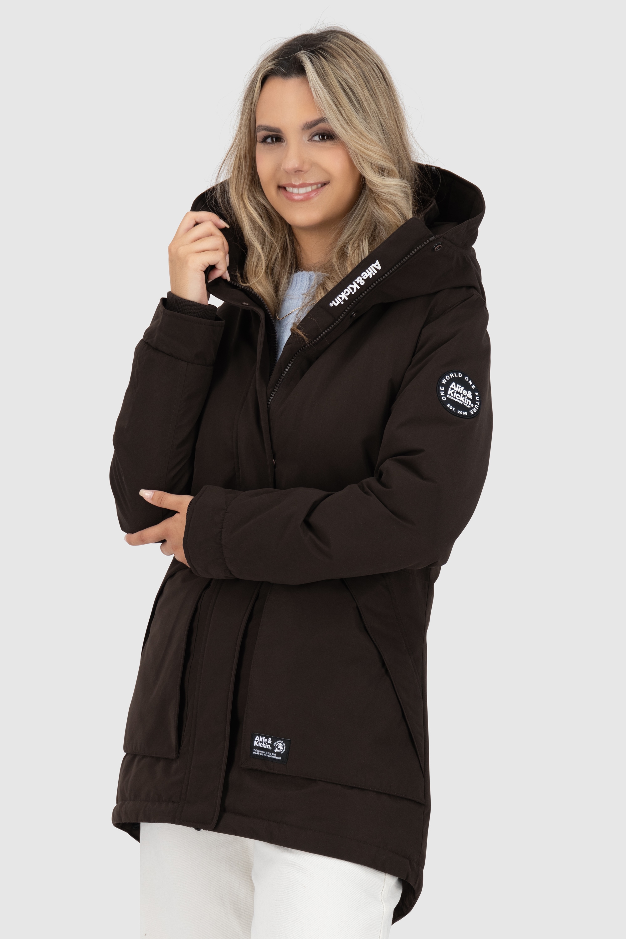 Alife & Kickin Winterjacke »Damen FloraAK A«, mit Kapuze, Gefütterte Winterjacke mit kuscheligem Innenfell und großer Kapuze