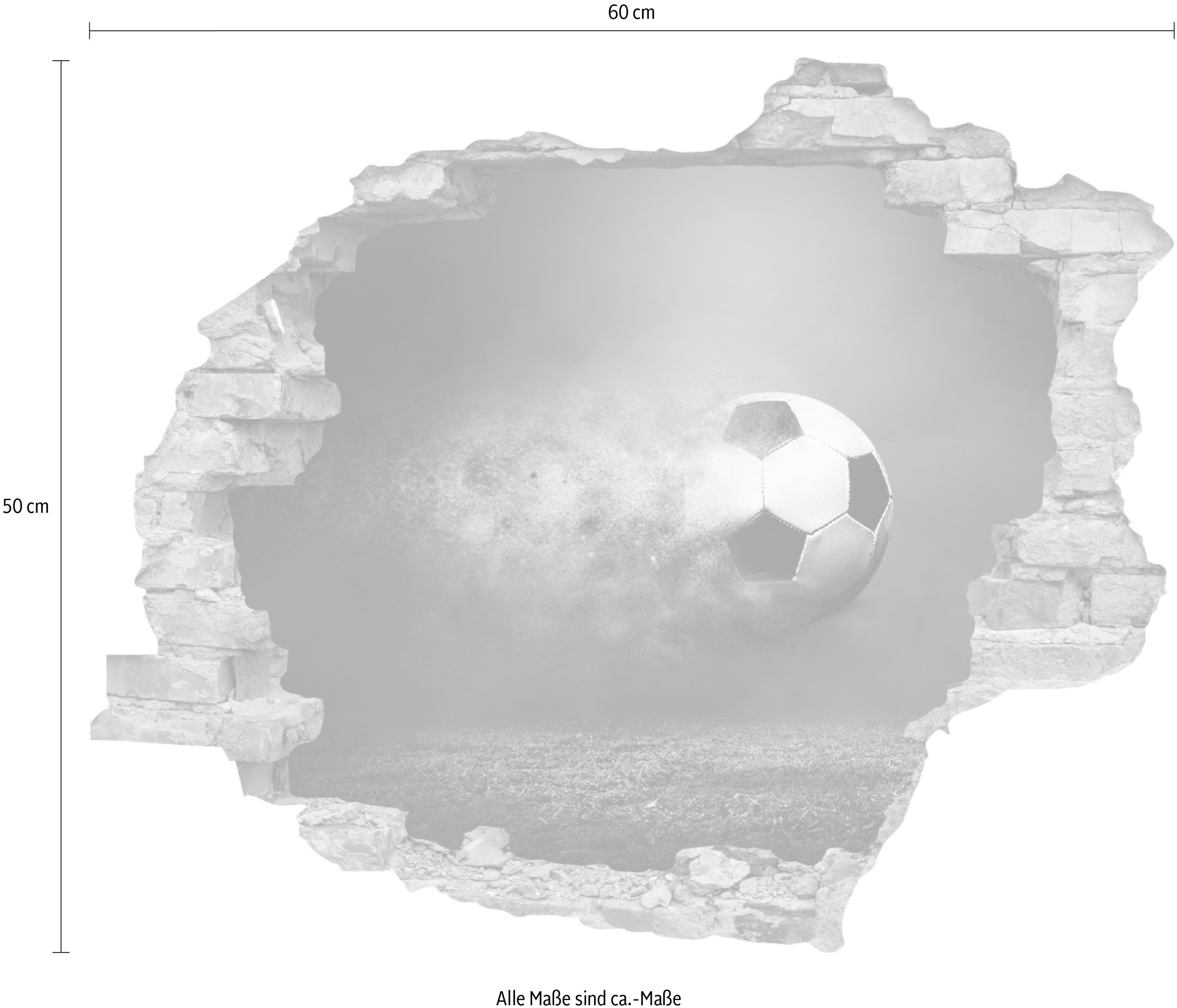 queence Wandtattoo »Fußball«, (1 St.), Wandsticker, Wandbild, selbstklebend, 3D, Wanddurchbruch