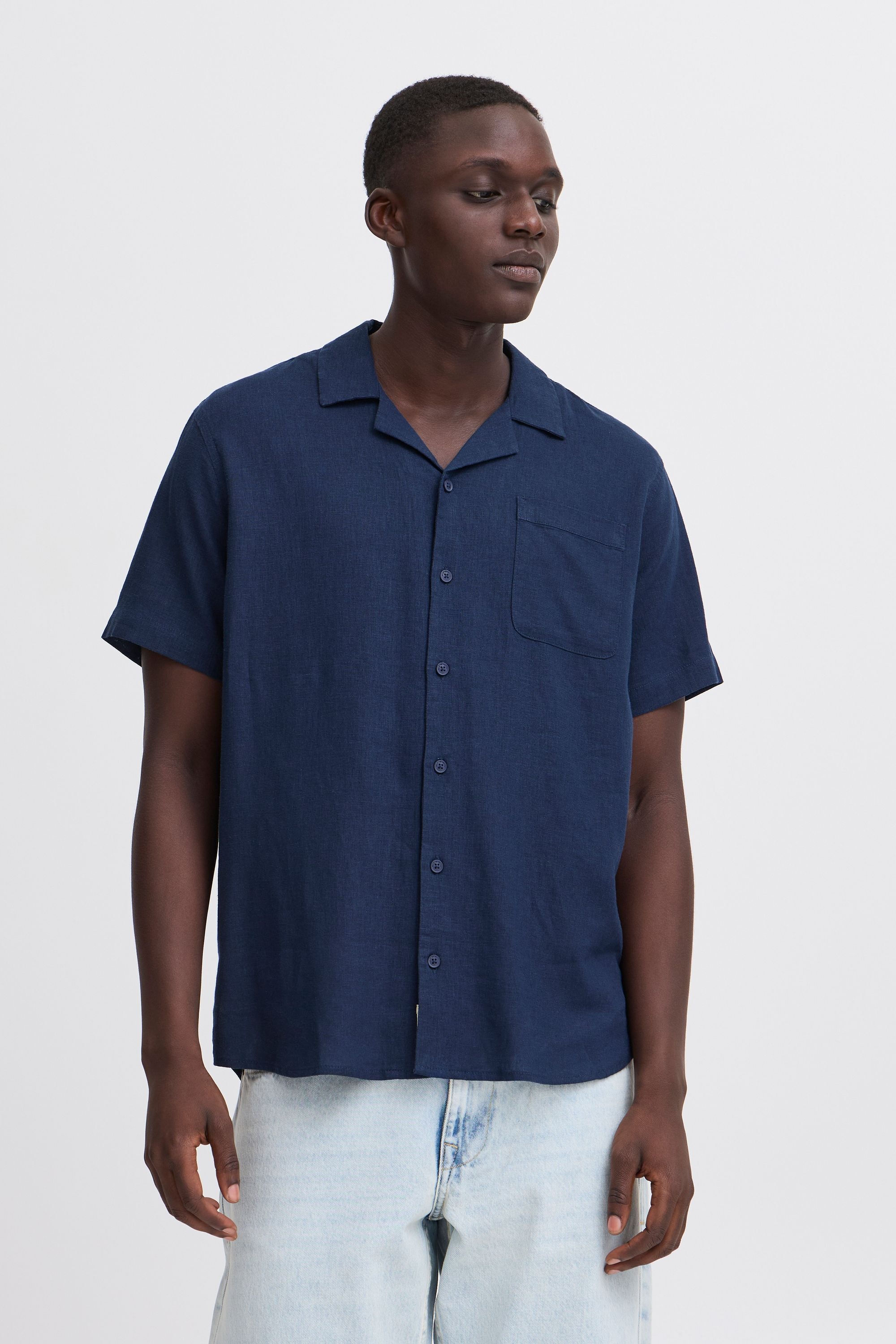 Blend Leinenhemd "BHVictor" Stilvolles Kurzarmhemd aus Leinenmix und Brustt günstig online kaufen