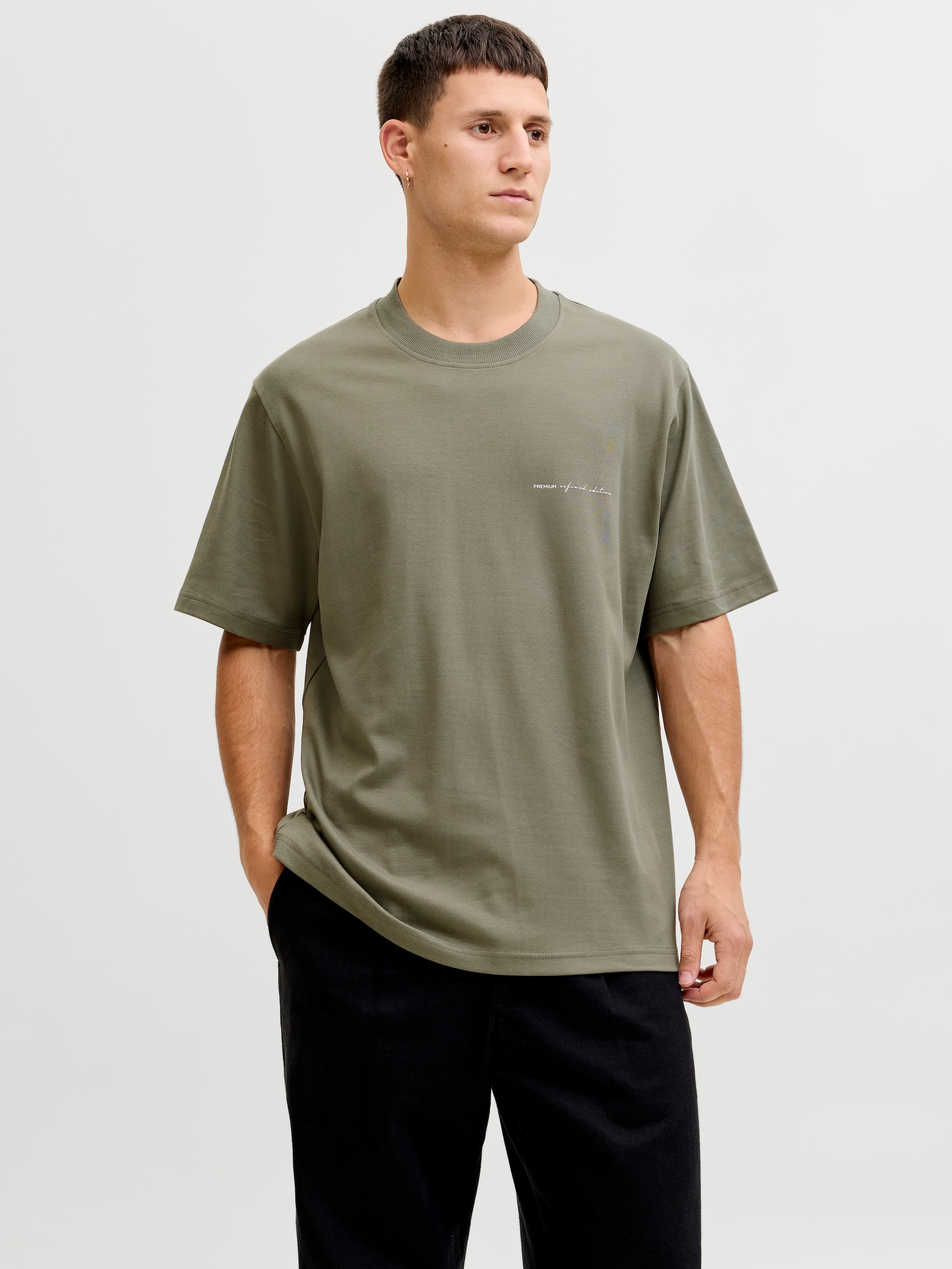 Jack & Jones T-Shirt "Jprblaowen Ss Branding Tee Sn" Baumwollmischung, Relaxed Fit
