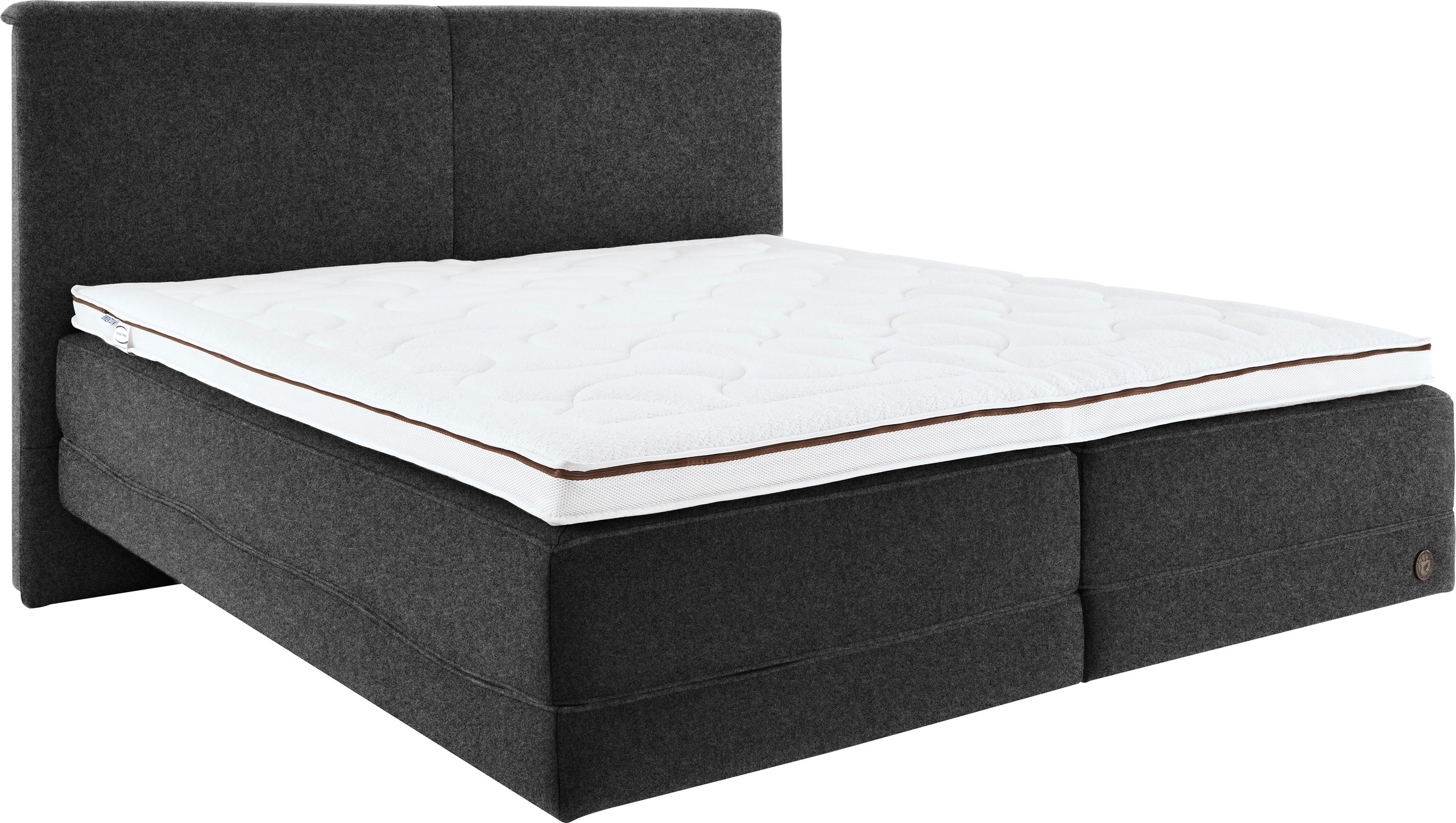 Birkenstock Boxspringbett »Arran«, in Schwebeoptik, mit glattem Kopfteil, Kopfteilhöhe 124 cm