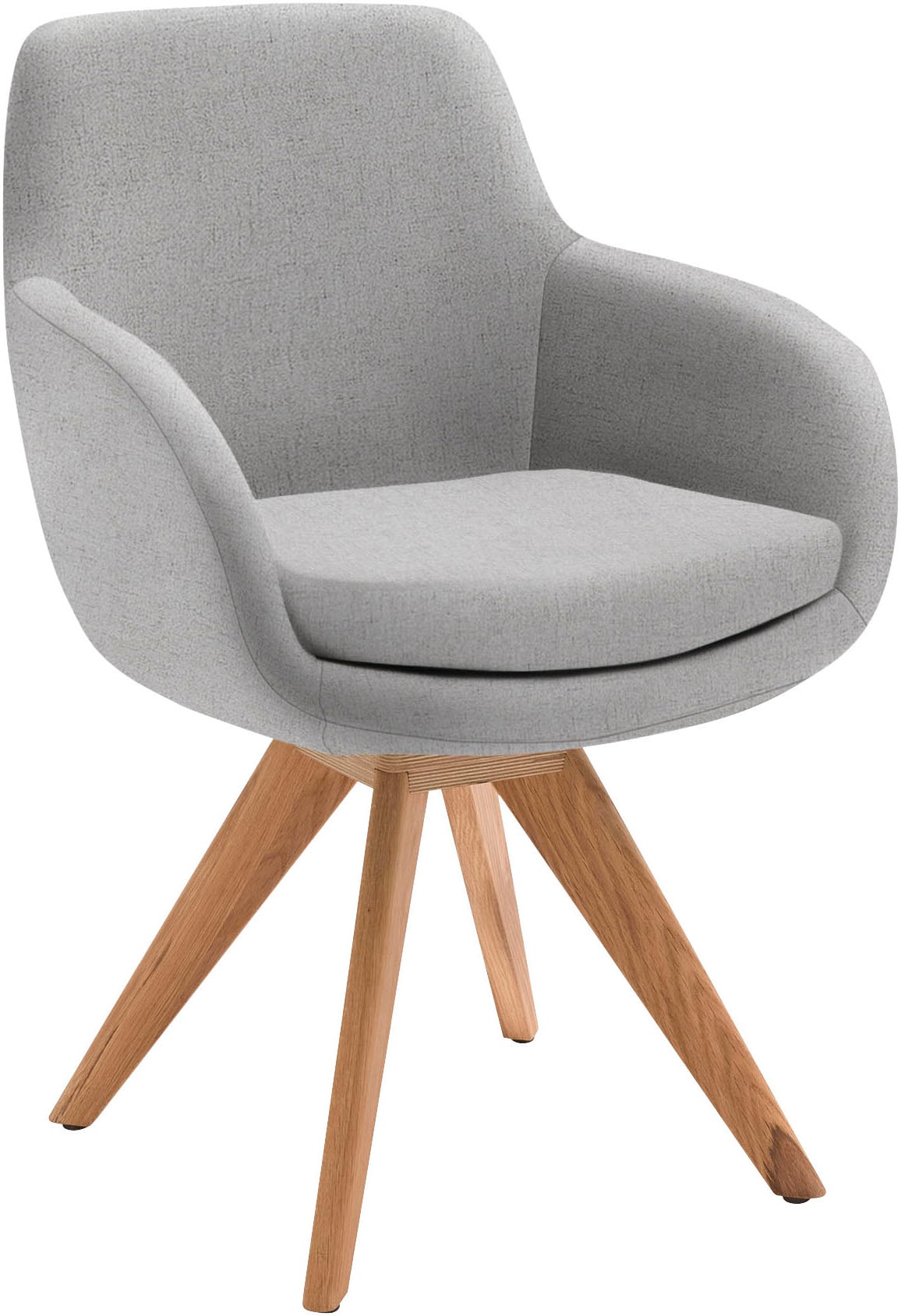 Esszimmerstuhl MUSTERRING, B:62cm H:86cm T:66cm, silber, Stühle, "Tavia", Stativgestell Wildeiche massiv, Drehfunktion optional, diverse Farben