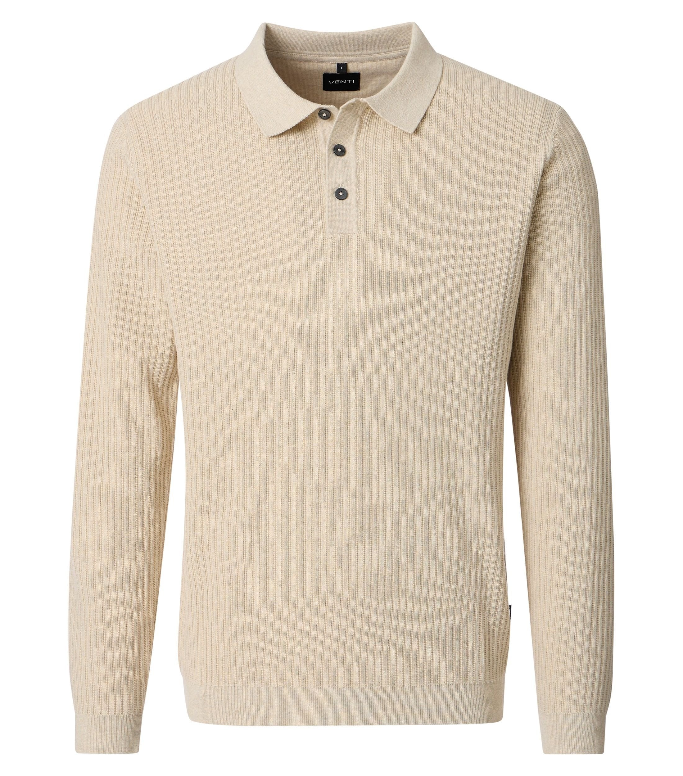 VENTI Polokragenpullover "VENTI Polo-Shirt langarm gemustert"