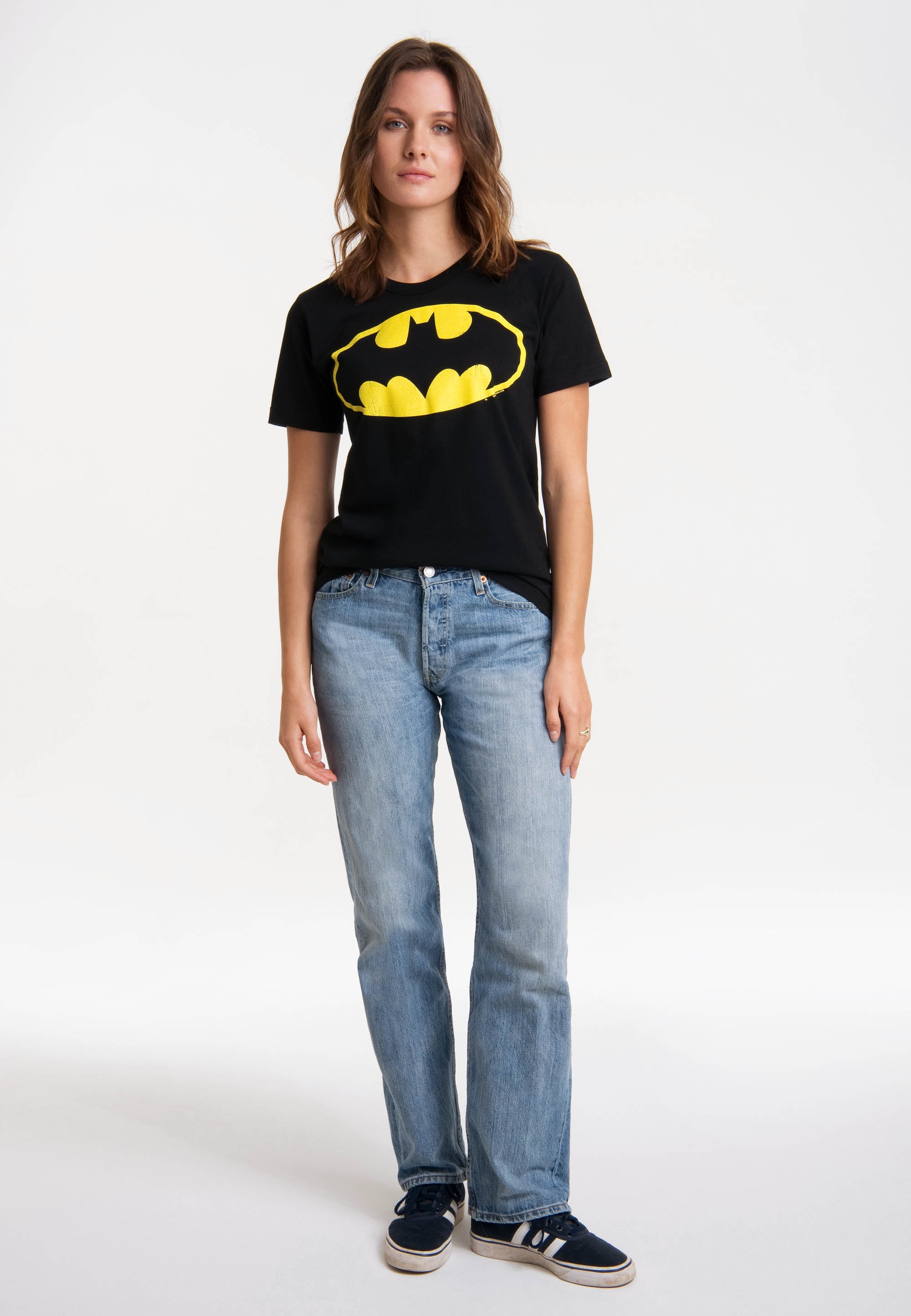 LOGOSHIRT lizenziertem T-Shirt bestellen Comics Logo«, BAUR - Print »DC | Batman mit