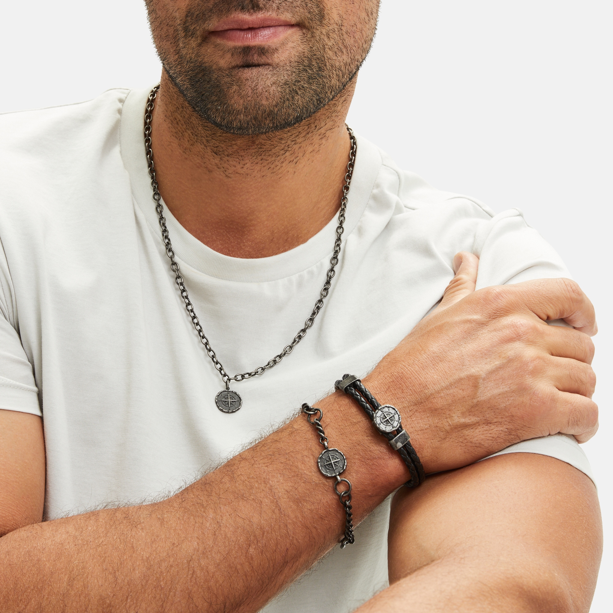 FYNCH-HATTON Lederarmband »Schmuck Geschenk Armband The Antique Explorer Kompass«