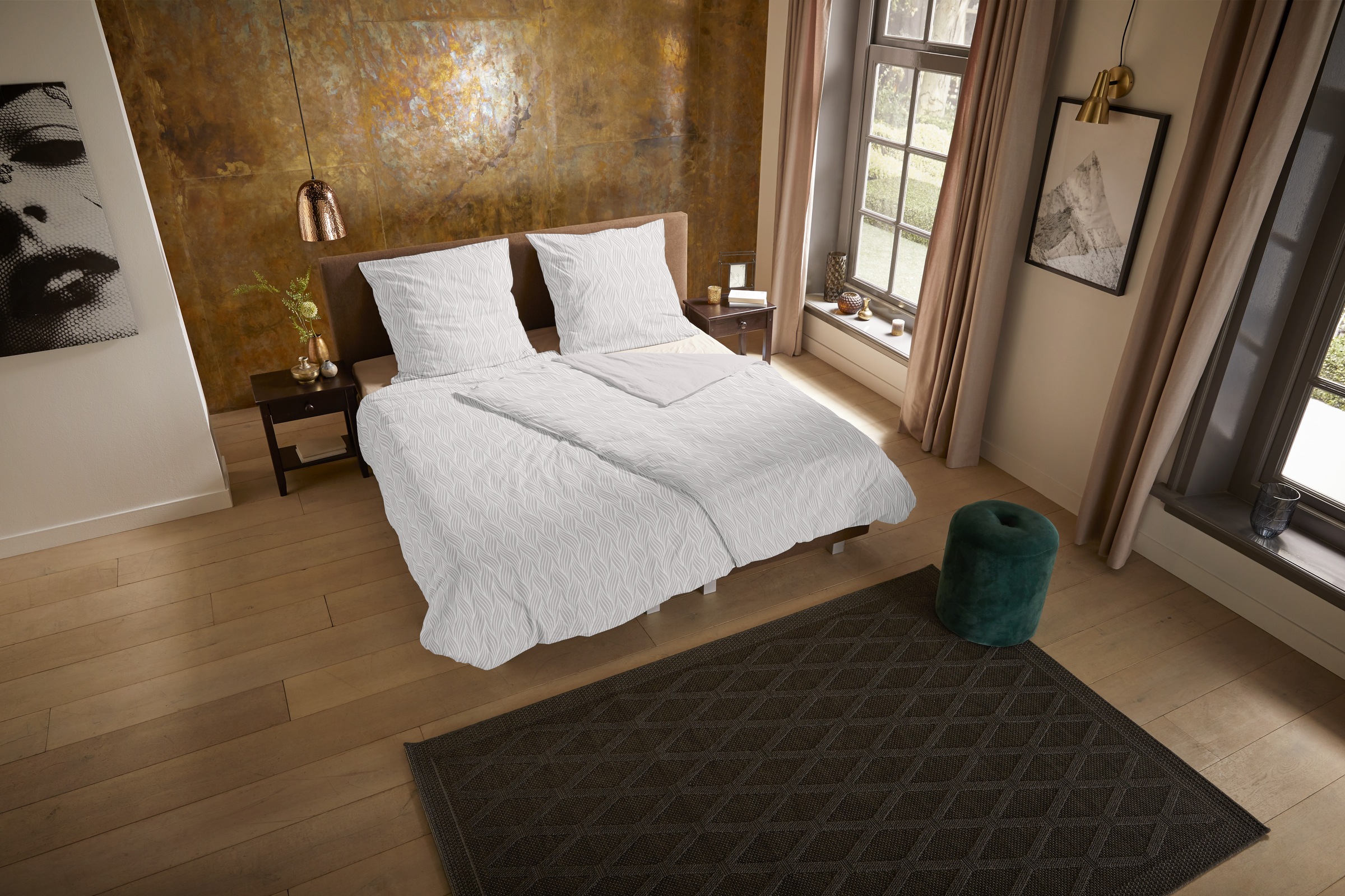 PURE luxury collection Wendebettwäsche "Noordwijk" 3 Mikrofaser, Pflegeleicht, Reißverschluss, Wende, 3D, uni muster, weich