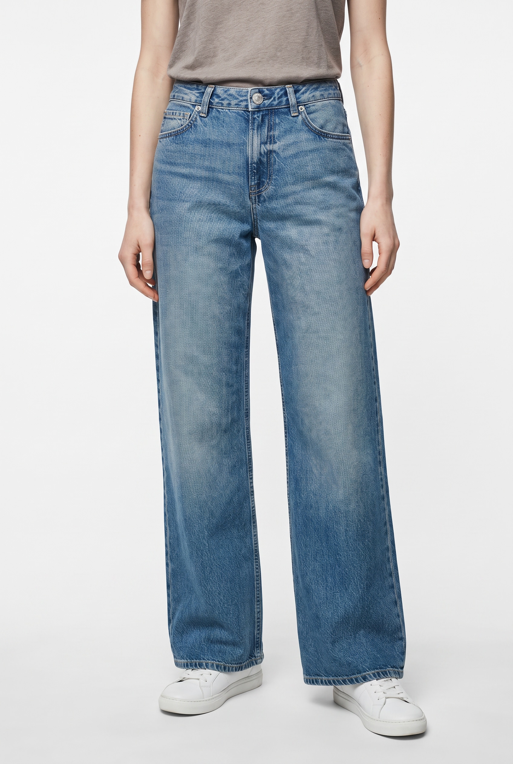 Pepe Jeans Weite Jeans "LINA MW WIDE LEG VERDE BLU" aus Baumwoll-Denim, mittlere Leibhöhe