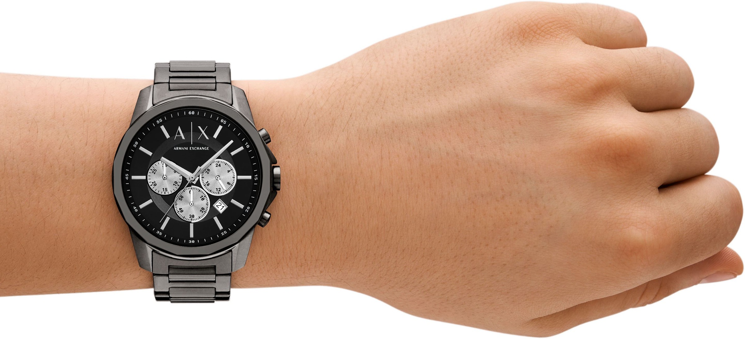 ARMANI EXCHANGE Chronograph, Quarzuhr, Armbanduhr, Herrenuhr, Edelstahlarmband, analog, Tag