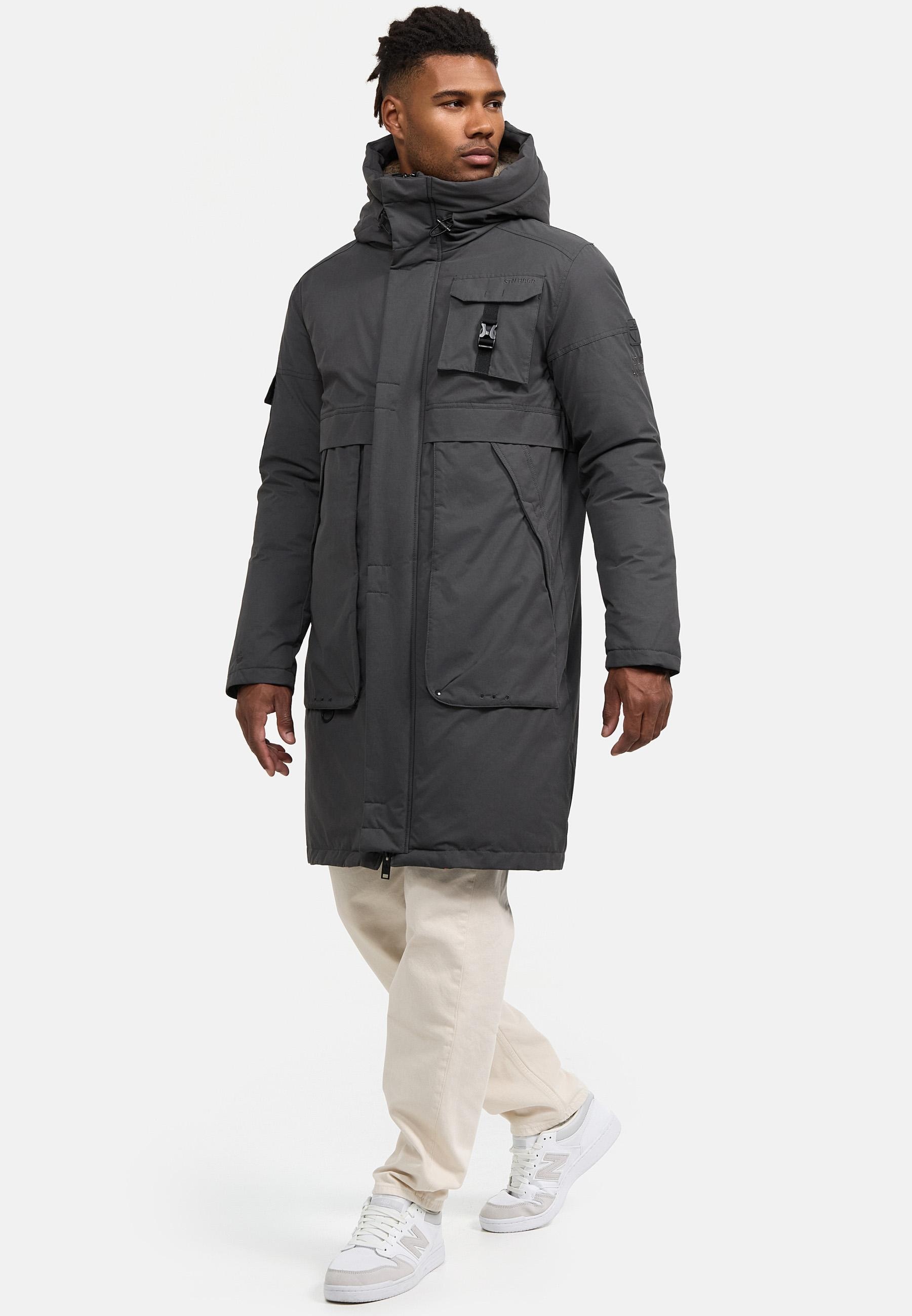 Stone Harbour Wintermantel »Cyriaan XX«, Langer Herren Winterparka mit großen Eingrifftaschen