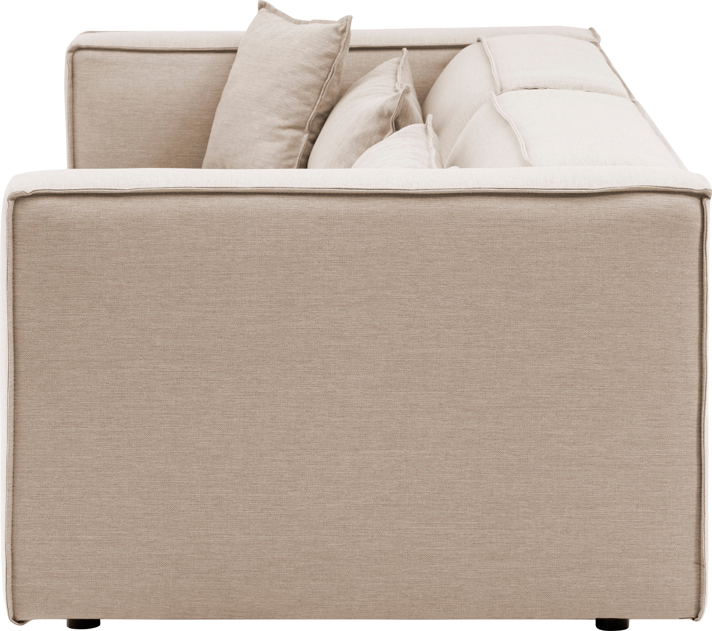 LeGer Home by Lena Gercke 3-Sitzer »PIARA, Couch mit Kedernaht, Sofa in Cord oder Leinenoptik«, schwarze Füße, bequemer Sitzkomfort