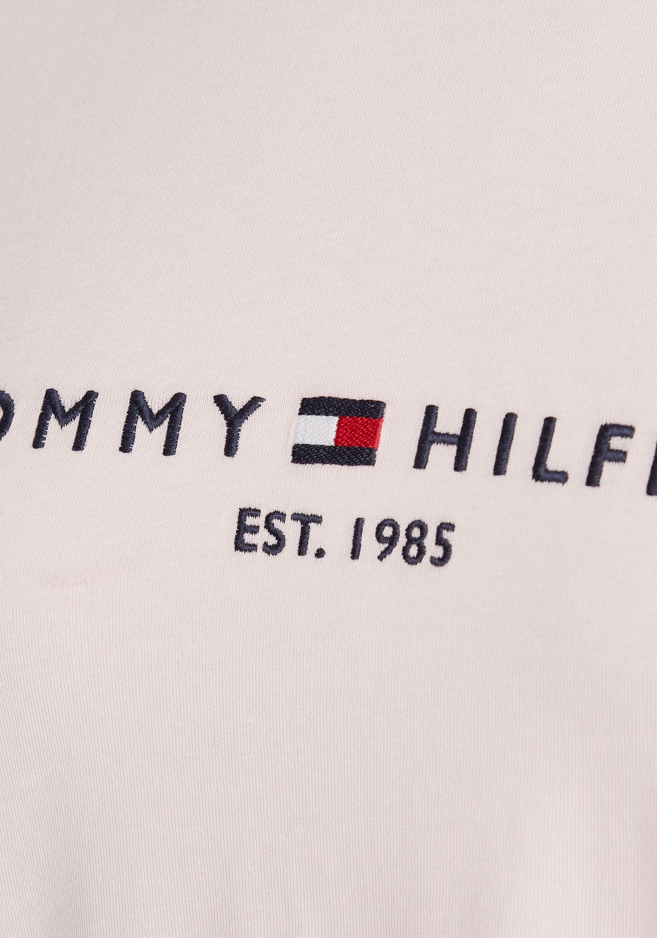 TEE REG Hilfiger Logo-Schriftzug für SS«, Rundhalsshirt Linear HILFIGER Hilfiger Tommy BAUR mit ESS Tommy | »TH C-NK bestellen