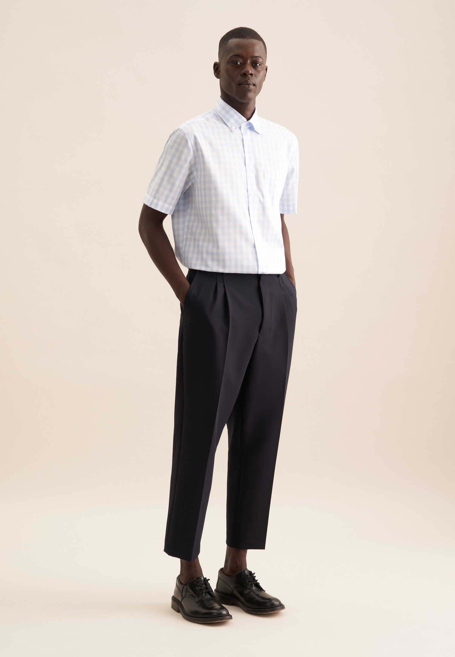 seidensticker Businesshemd »Regular«, Regular Kurzarm Button-Down-Kragen Karo