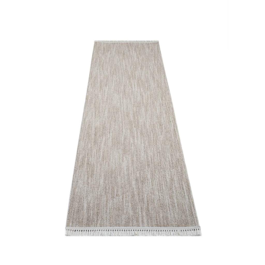 Carpet City Teppich »CLASICO 0052«, rechteckig, 11 mm Höhe, Läufer, Kurzflor, Hochtief-Muster, Boho, Fransen, Wohnzimmer