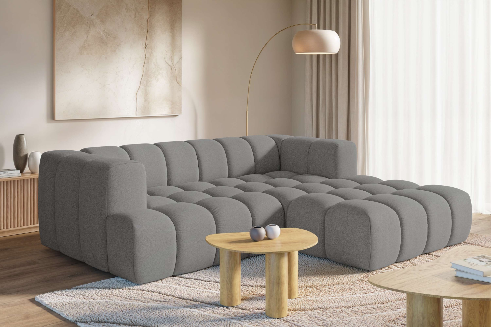 homsy by Ana Johnson Ecksofa ""XL" BOUBELLE L-Form extra tief, Design: Bubble-Optik, Breite 247cm" hoher Sitzkomfort dank Wellenunterfederung, XL Sitztiefe 100 cm