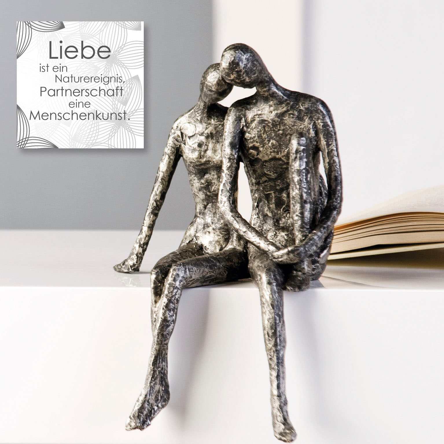 Casablanca by Gilde Dekofigur "Skulptur Couple" Silberfarbenes Paar mit Antikfinish, Wohnzimmer